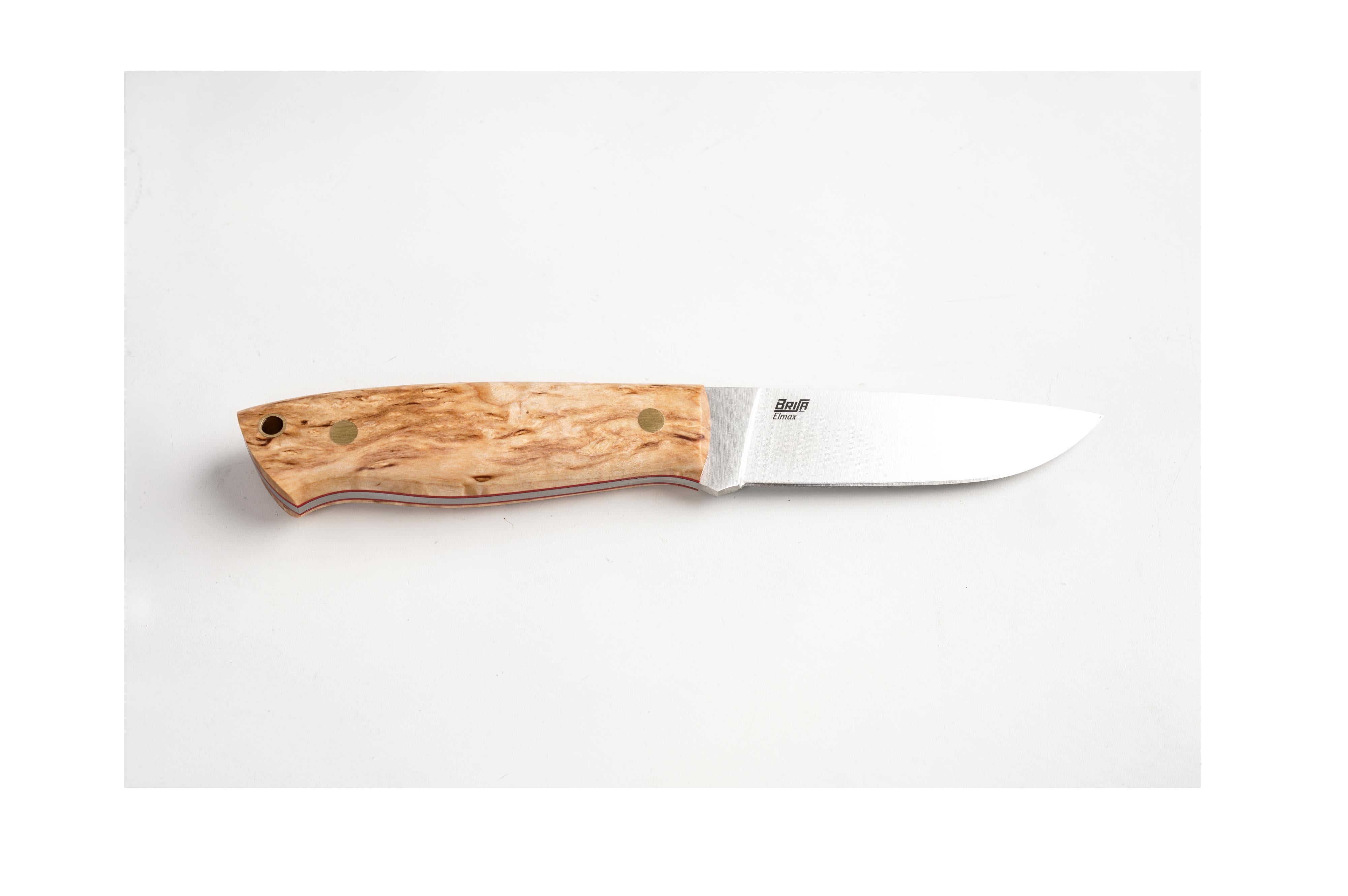 Trapper 95 - CurlyBirch - Flat - Leather - Elmax - 21 cm - Bushcraft knives