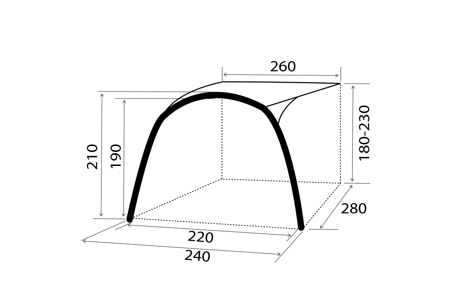 Sun Roof SKIA Campervan - 260x200xH180/240 cm - Vorzelte