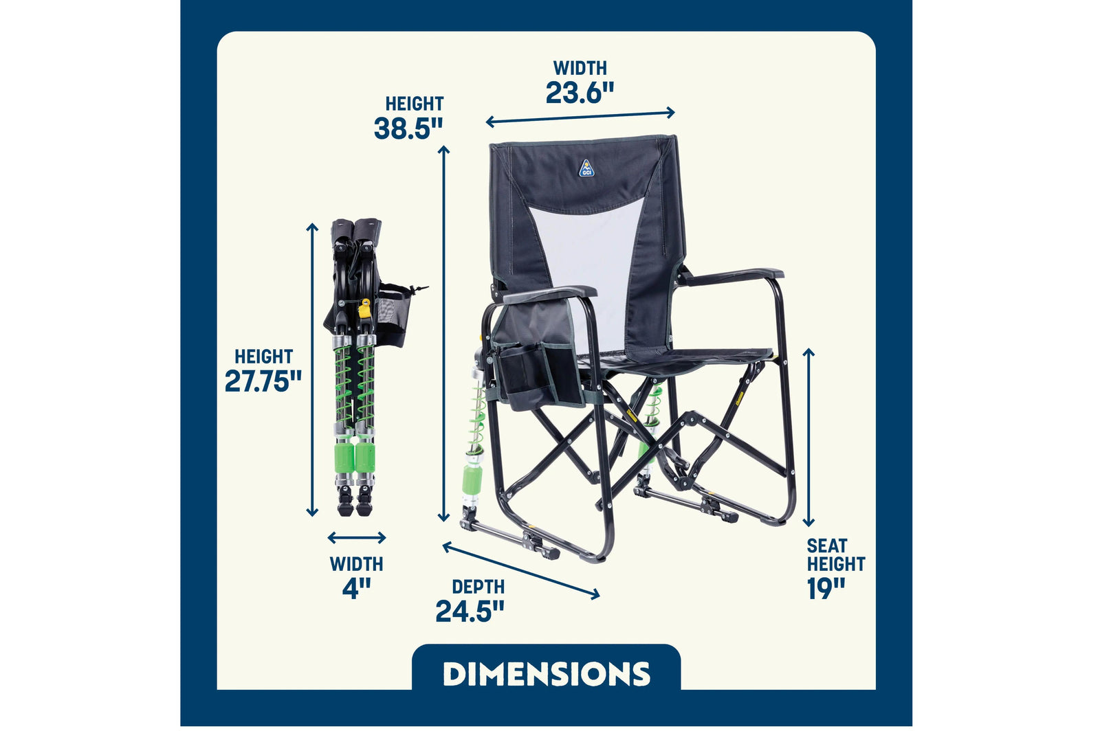 Adjustable Rocker Aged Fatigue - 61.5x61.5x98 cm - Camping Stühle