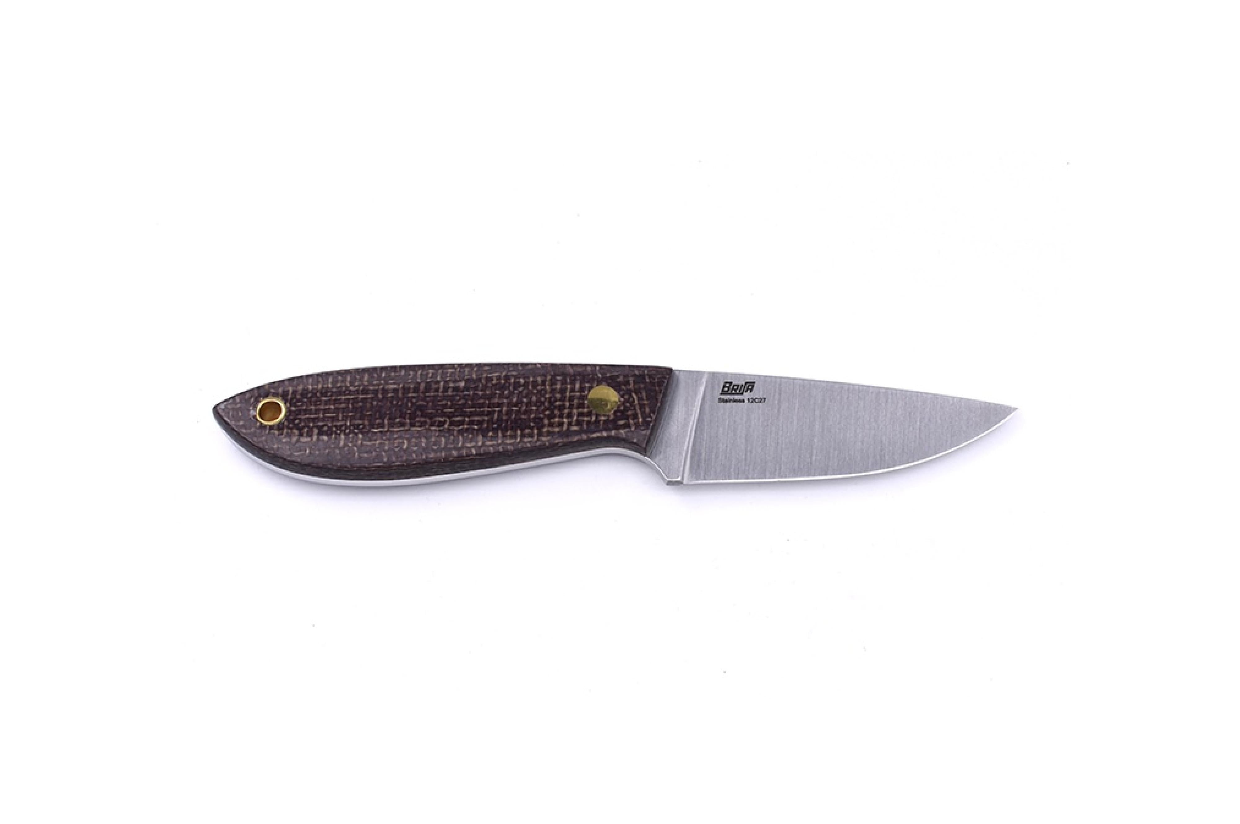 Brisa - Bobtail 80 - BisonMicarta - Flat - Leather - 17 cm - Bushcraft knives