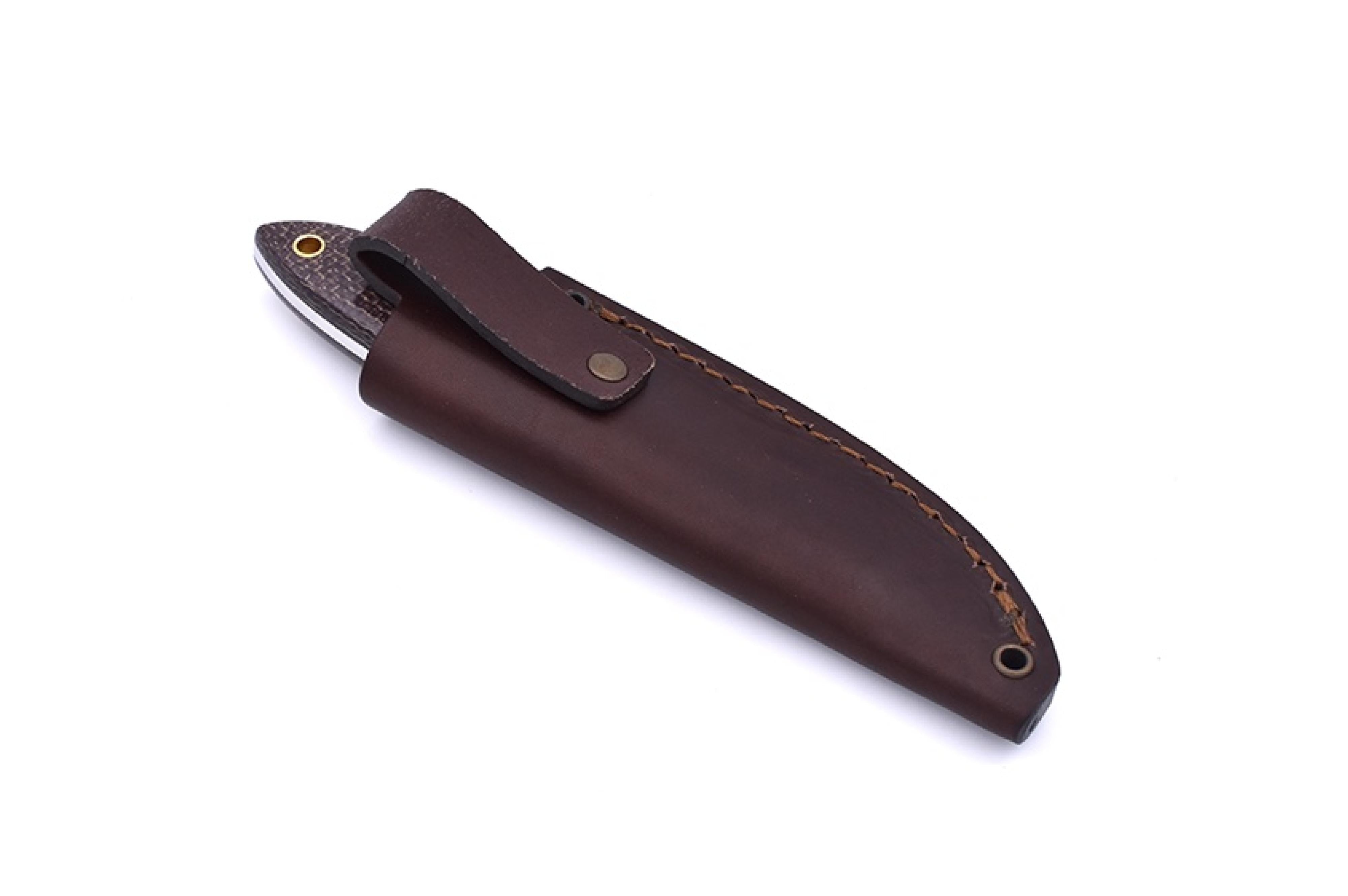 Brisa - Bobtail 80 - BisonMicarta - Flat - Leather - 17 cm - Bushcraft knives
