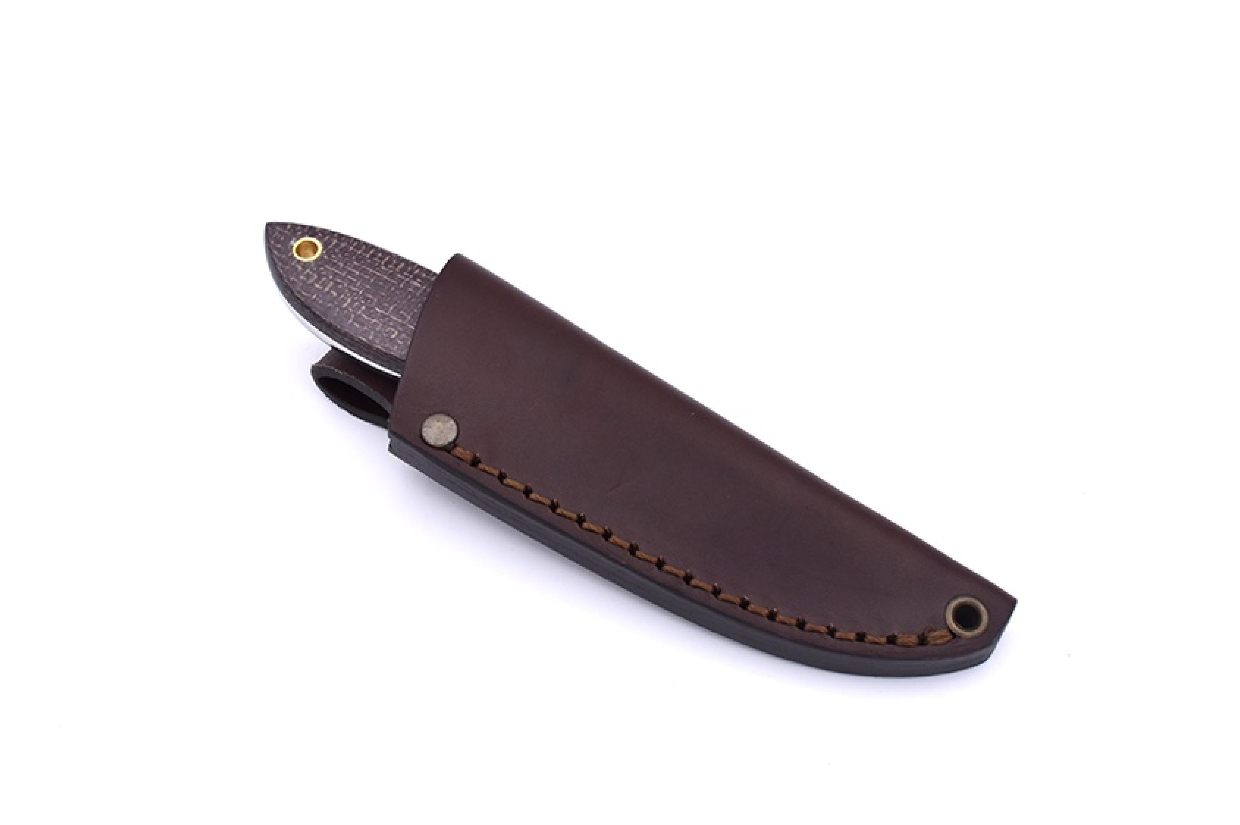Brisa - Bobtail 80 - BisonMicarta - Flat - Leather - 17 cm - Bushcraft knives