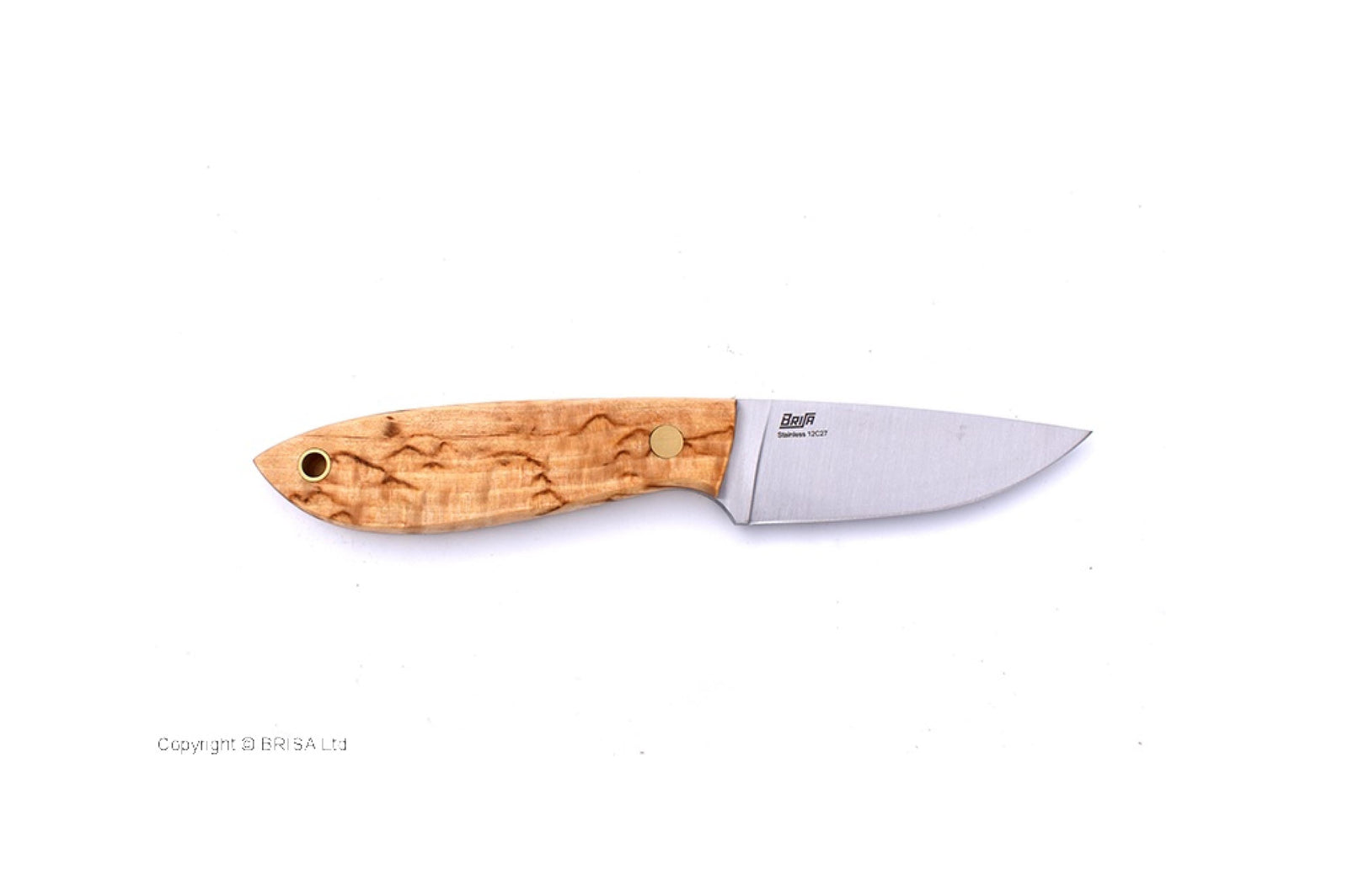 Brisa - Bobtail 80 - CurlyBirch - Flat - Leather - 17 cm - Bushcraft knives