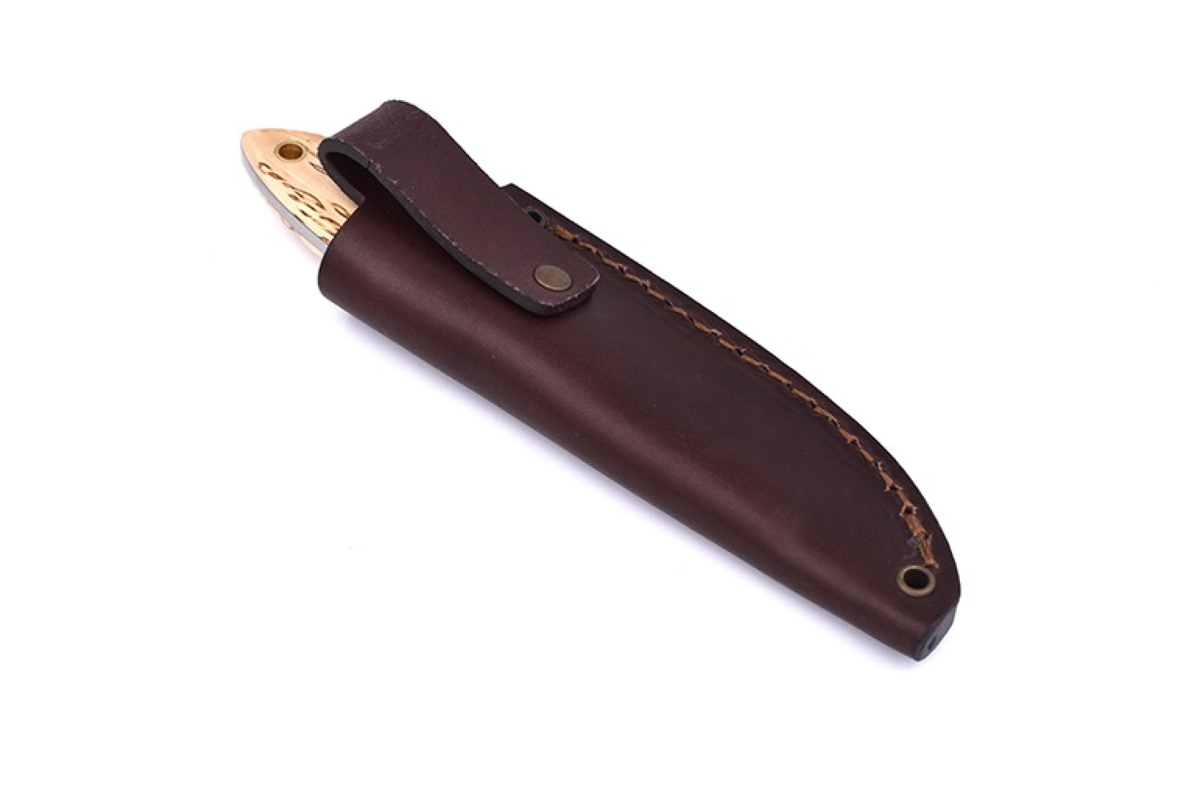 Brisa - Bobtail 80 - CurlyBirch - Flat - Leather - 17 cm - Bushcraft knives