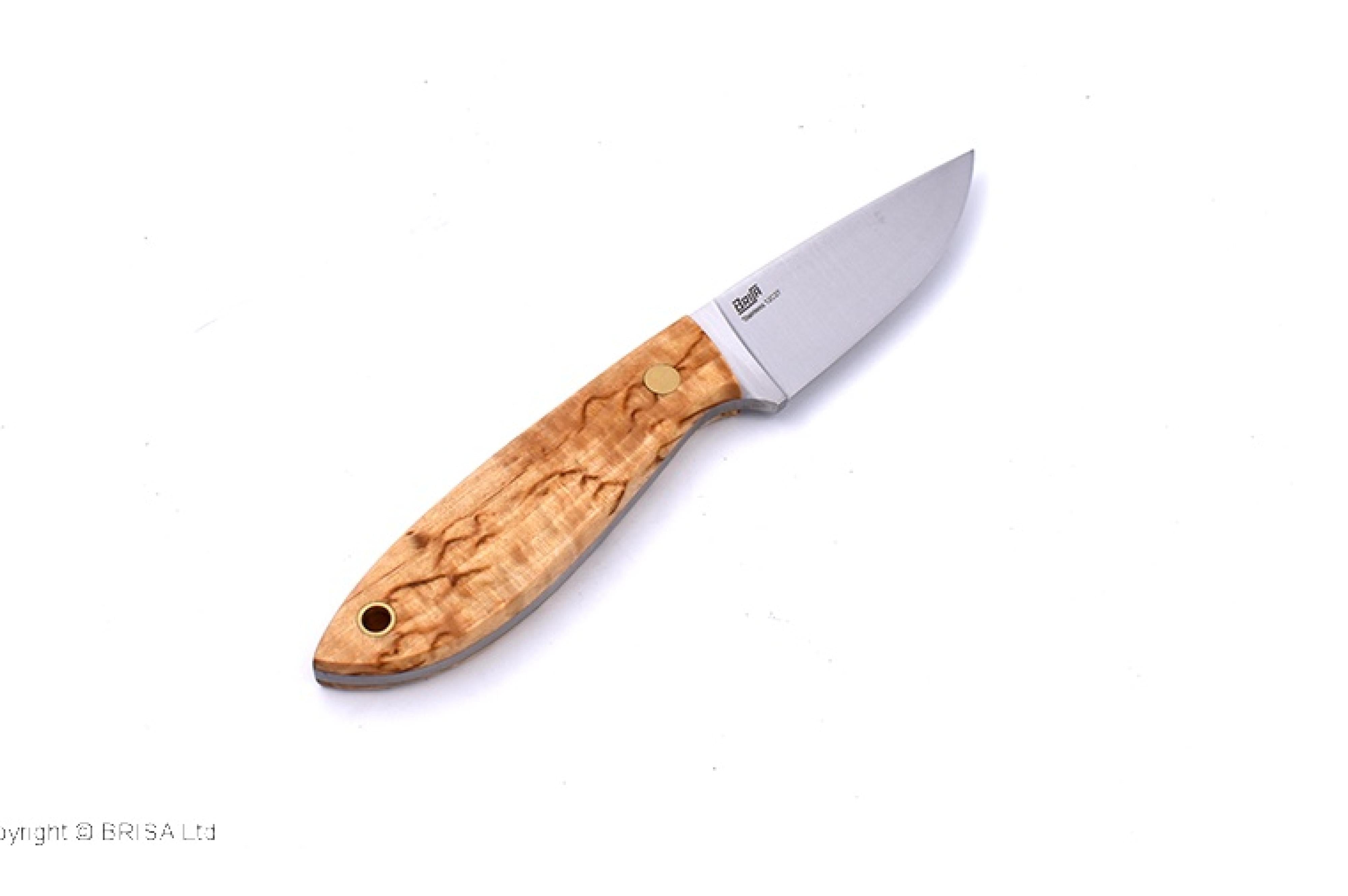 Brisa - Bobtail 80 - CurlyBirch - Flat - Leather - 17 cm - Bushcraft knives