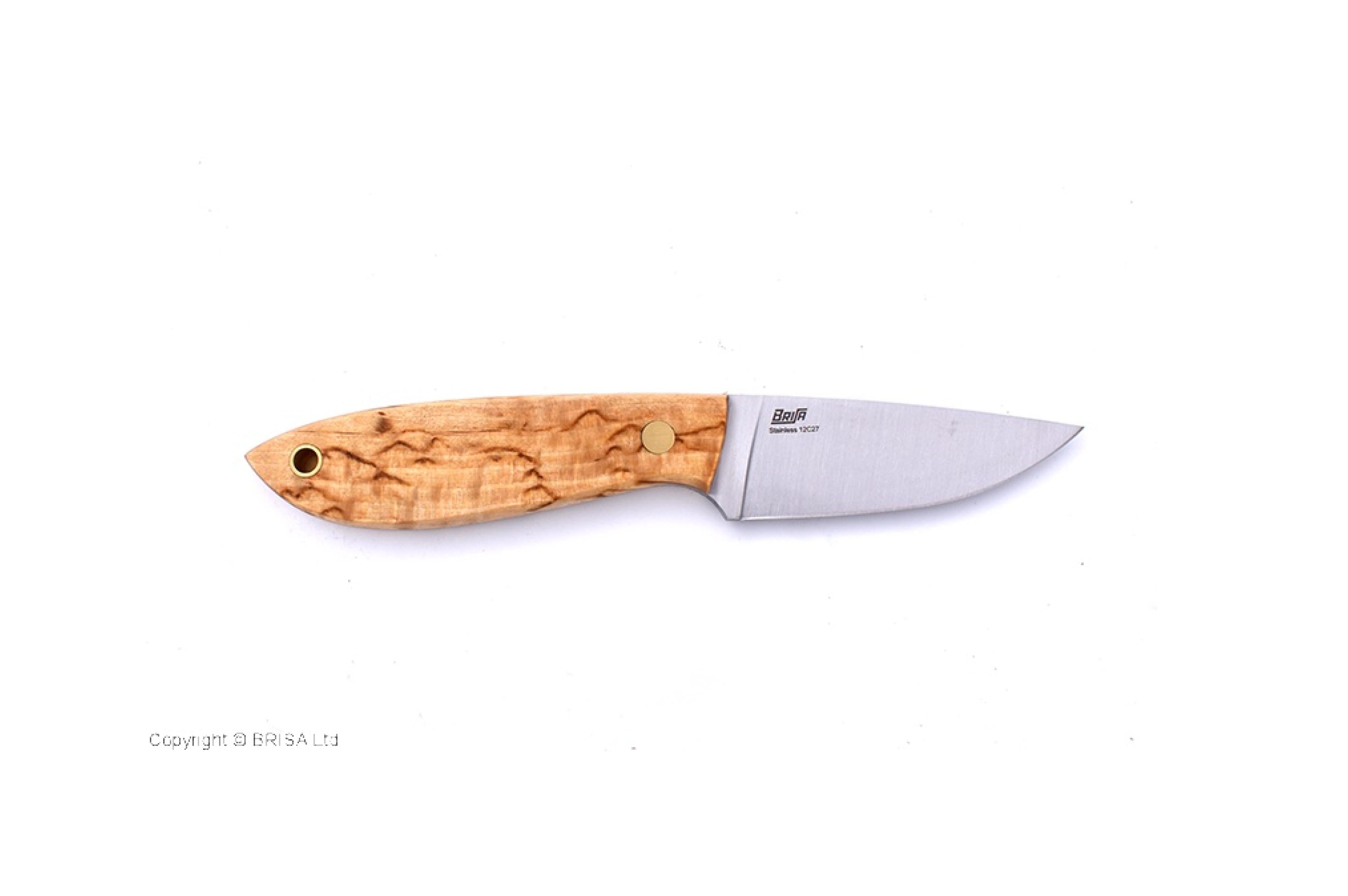 Brisa - Bobtail 80 - CurlyBirch - Flat - Multicarry - 17 cm - Bushcraft knives