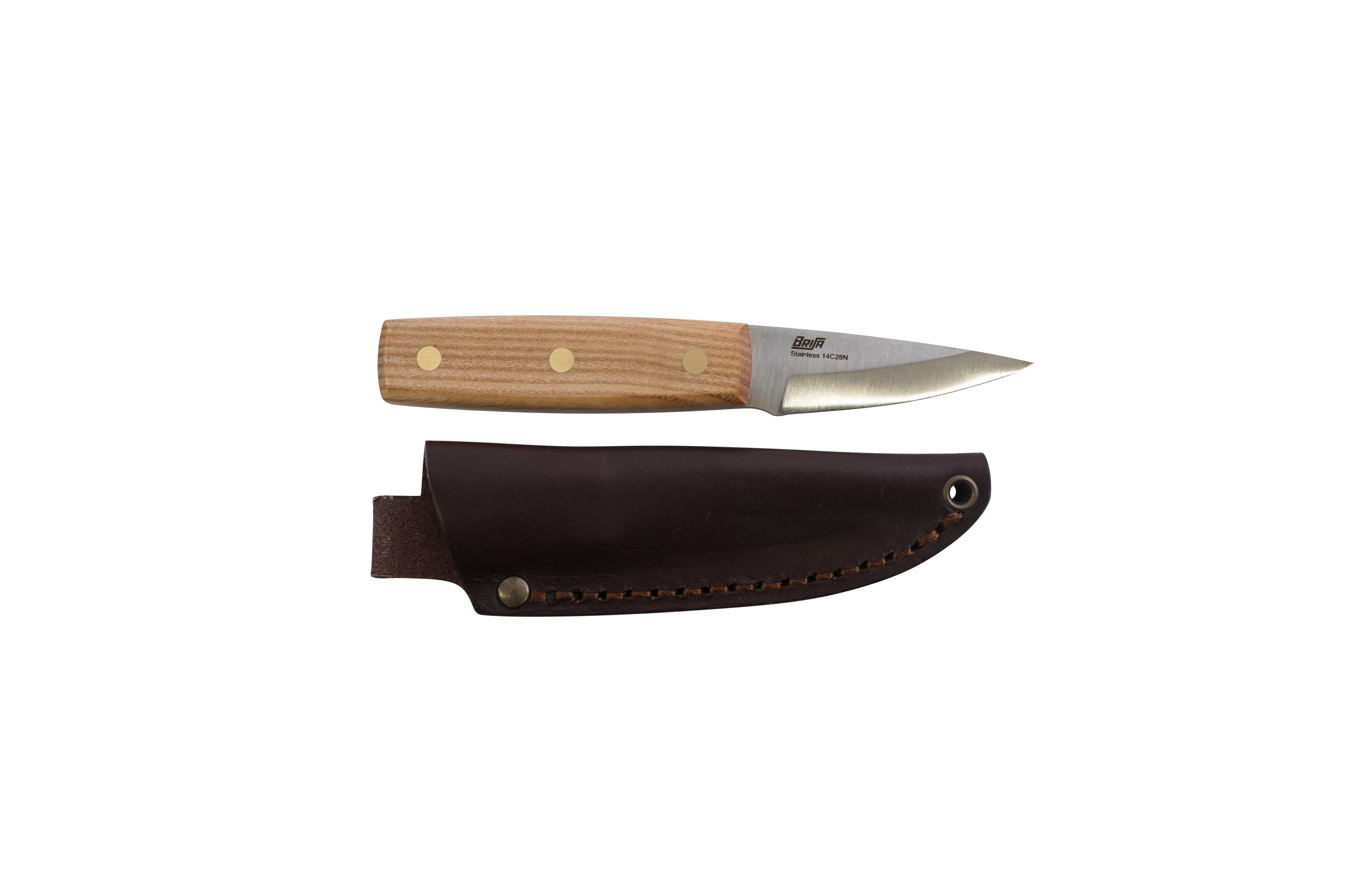 Brisa - Crafter 70 - Ash - Scandi - Leather - 17 cm - Carving knives