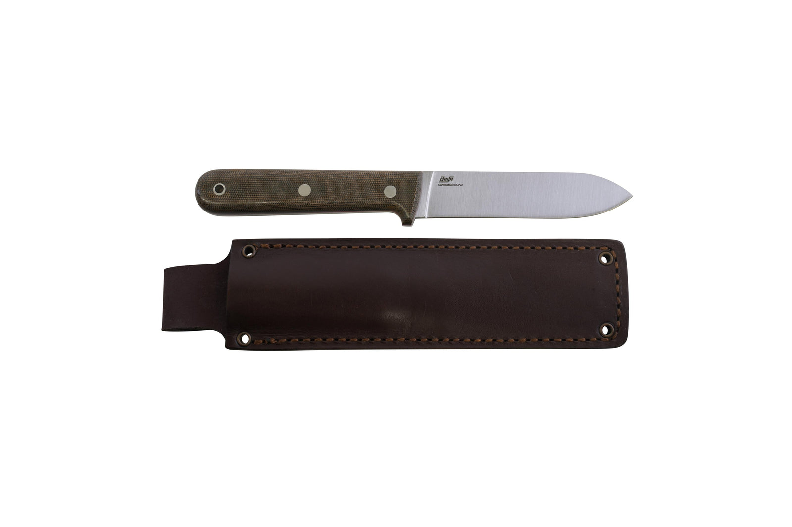 Brisa - Kephart 115 - GreenMicarta - Flat - Leather - 22 cm - Bushcraft knives