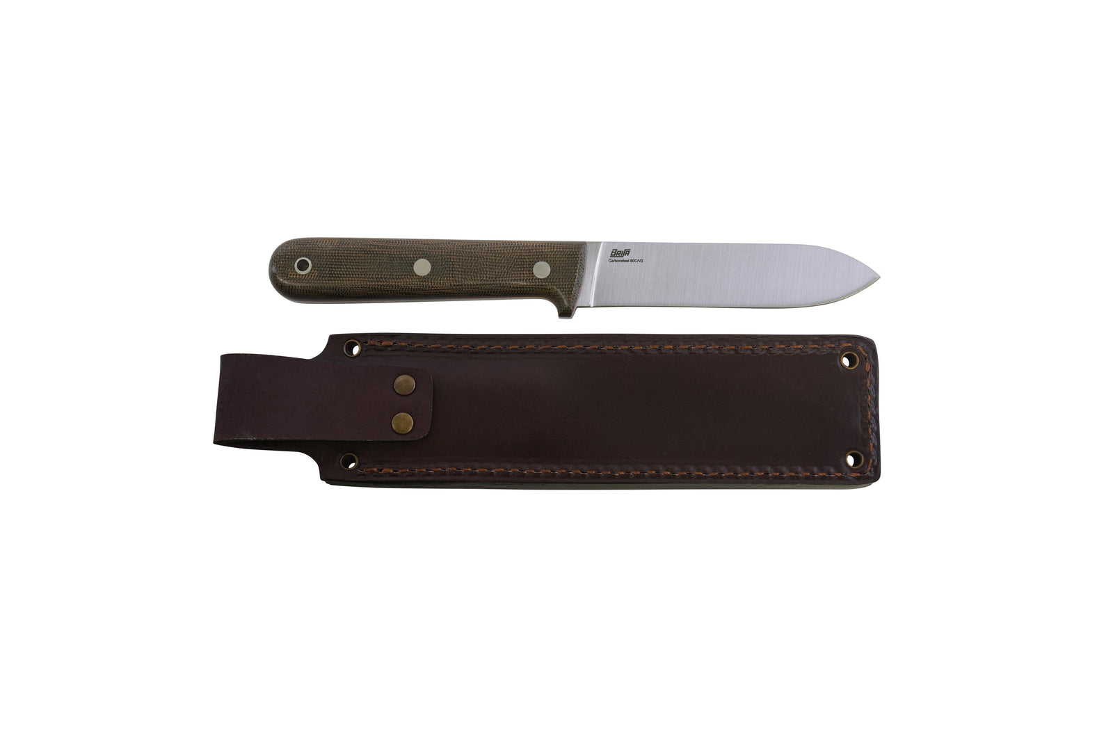 Brisa - Kephart 115 - GreenMicarta - Flat - Leather - 22 cm - Bushcraft knives