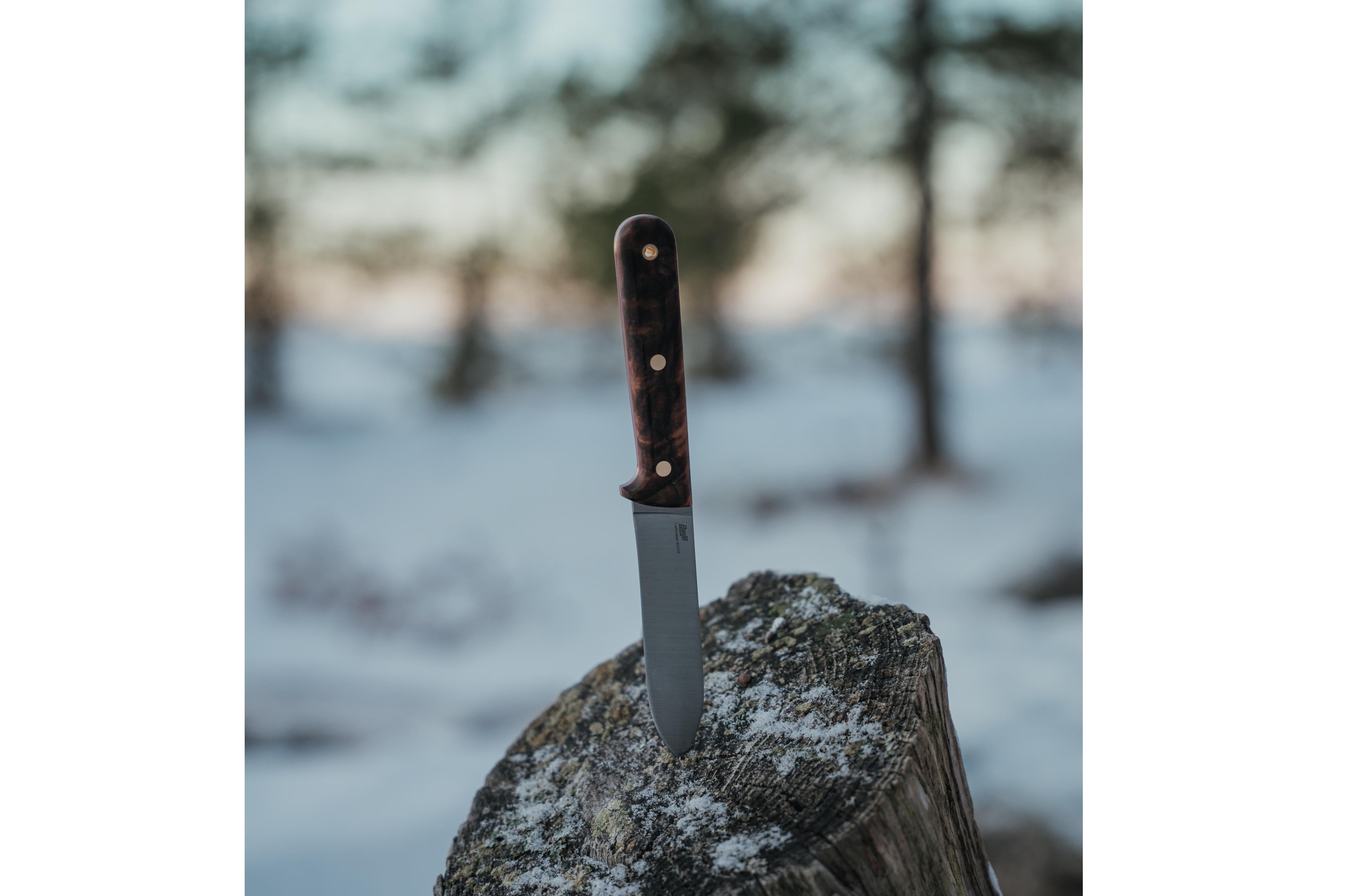 Brisa - Kephart 115 - StabilizedWalnut - Flat - Leather - 23 cm - Bushcraft knives