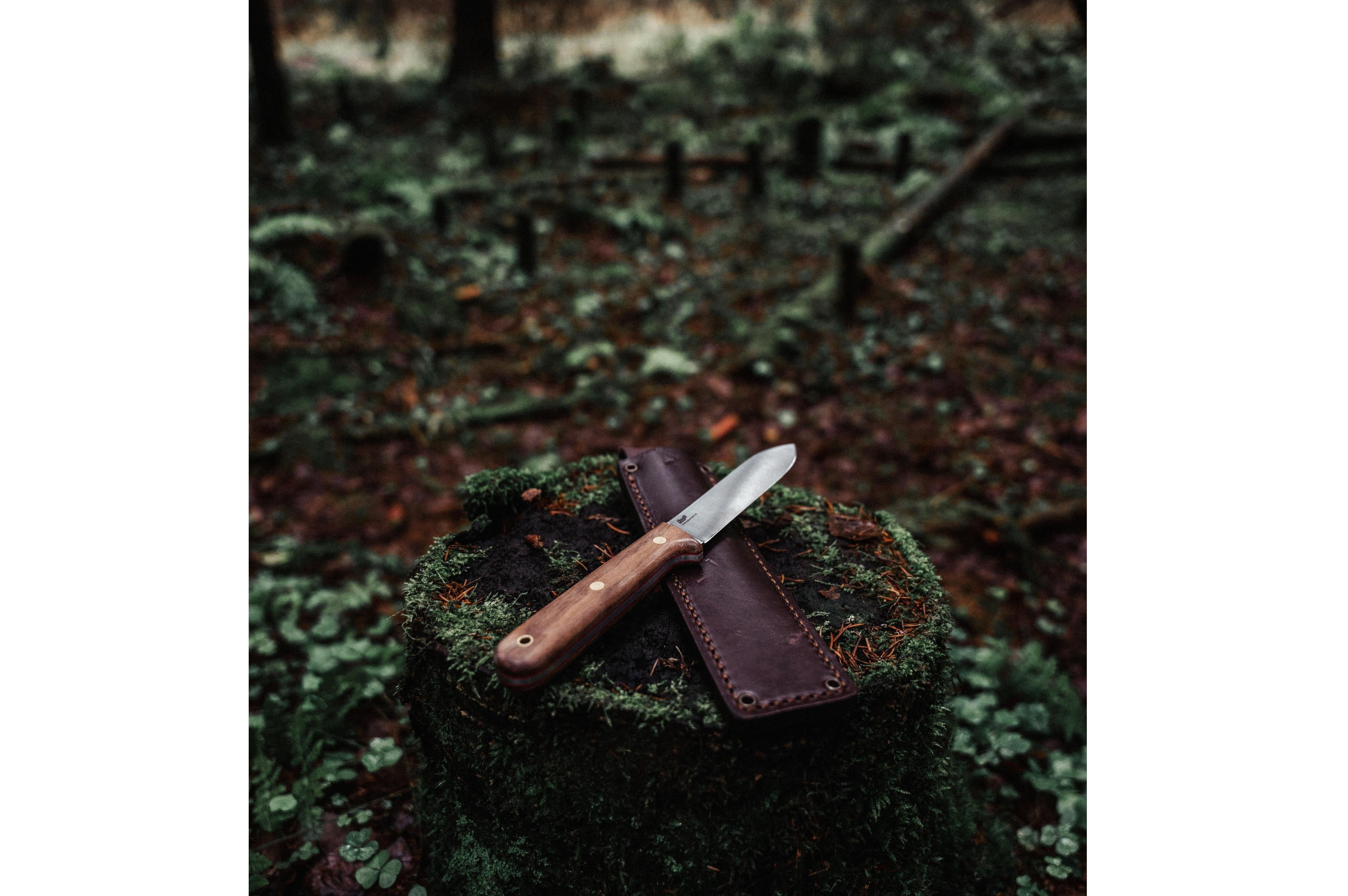 Brisa - Kephart 115 - StabilizedWalnut - Flat - Leather - 23 cm - Bushcraft knives