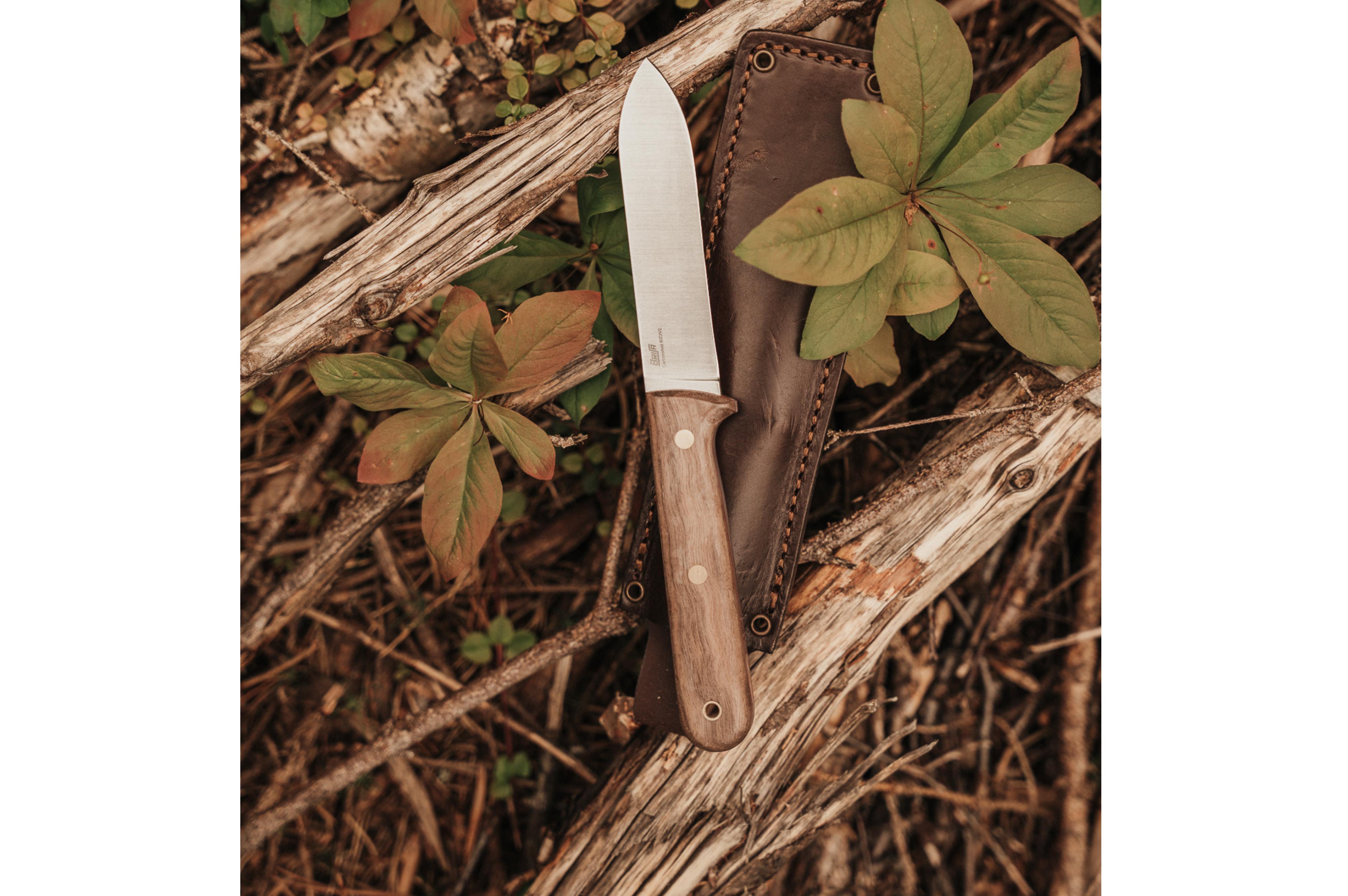 Brisa - Kephart 115 - StabilizedWalnut - Flat - Leather - 23 cm - Bushcraft knives