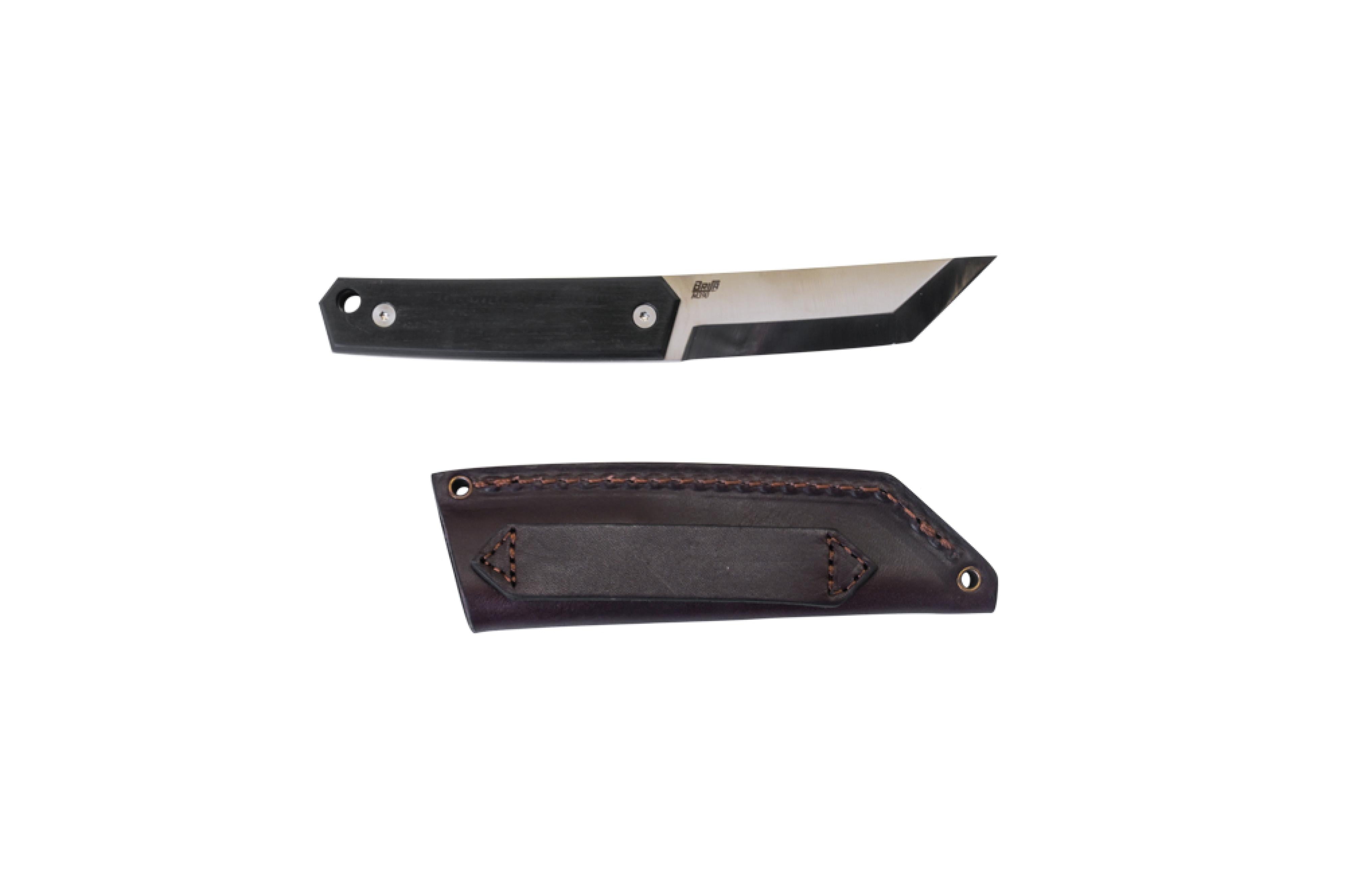 Brisa - Kwaiken 90 - Ebony - Scandi - Leather - 19 cm - Bushcraft knives