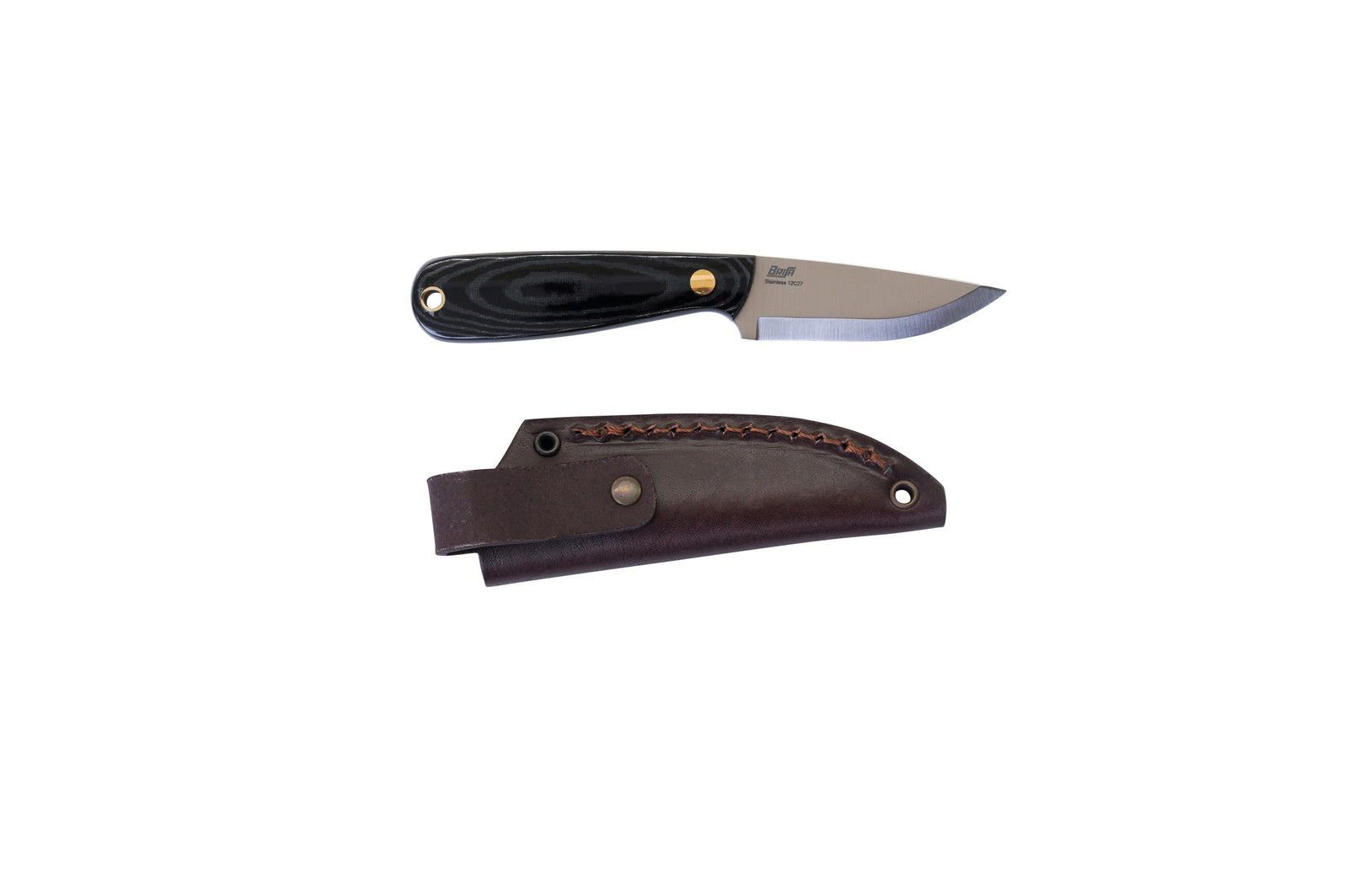 Brisa - Necker 70 - BlackMicarta - Scandi - Leather - 16 cm - Carving knives