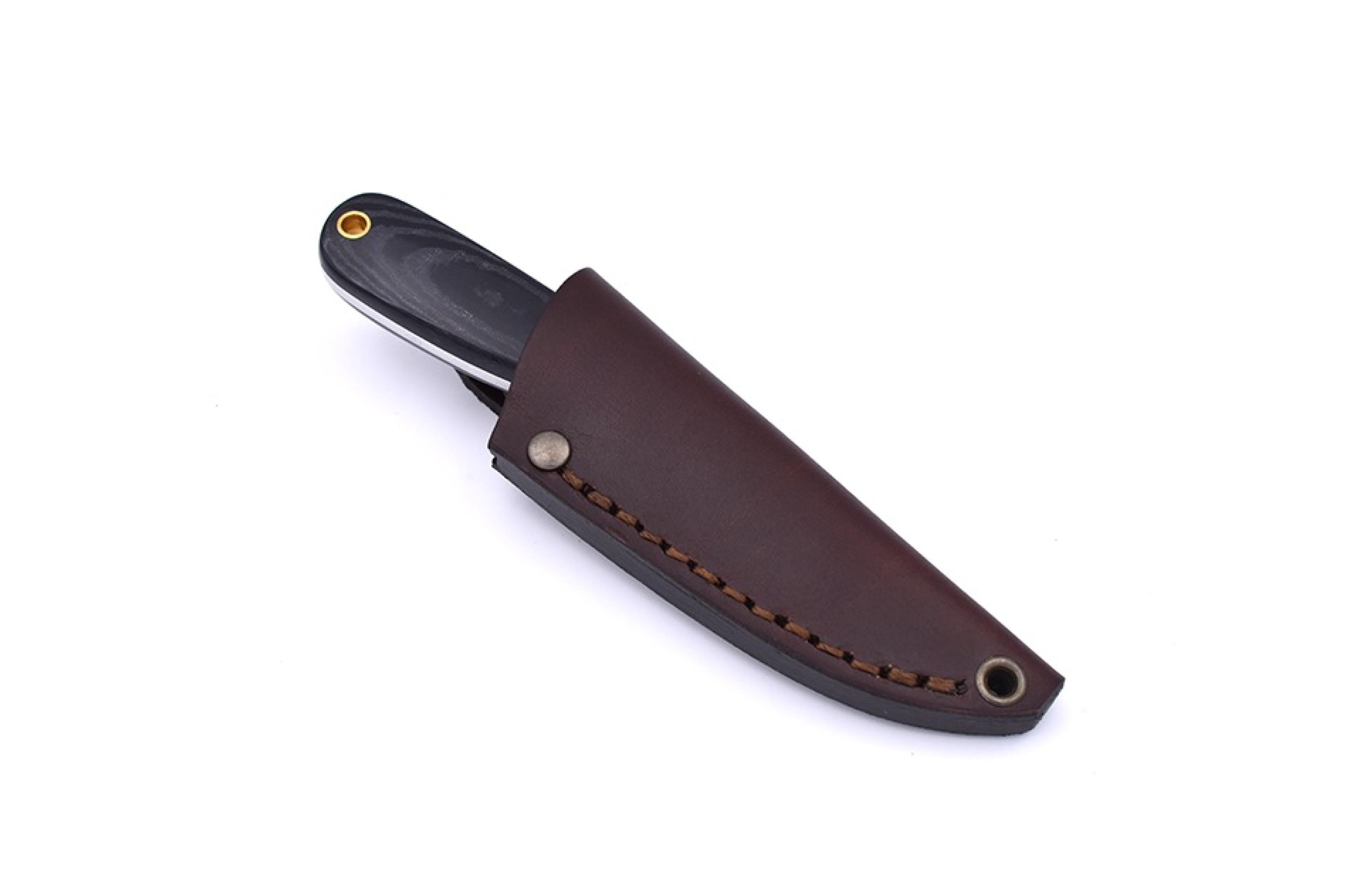 Brisa - Necker 70 - BlackMicarta - Scandi - Leather - 16 cm - Carving knives