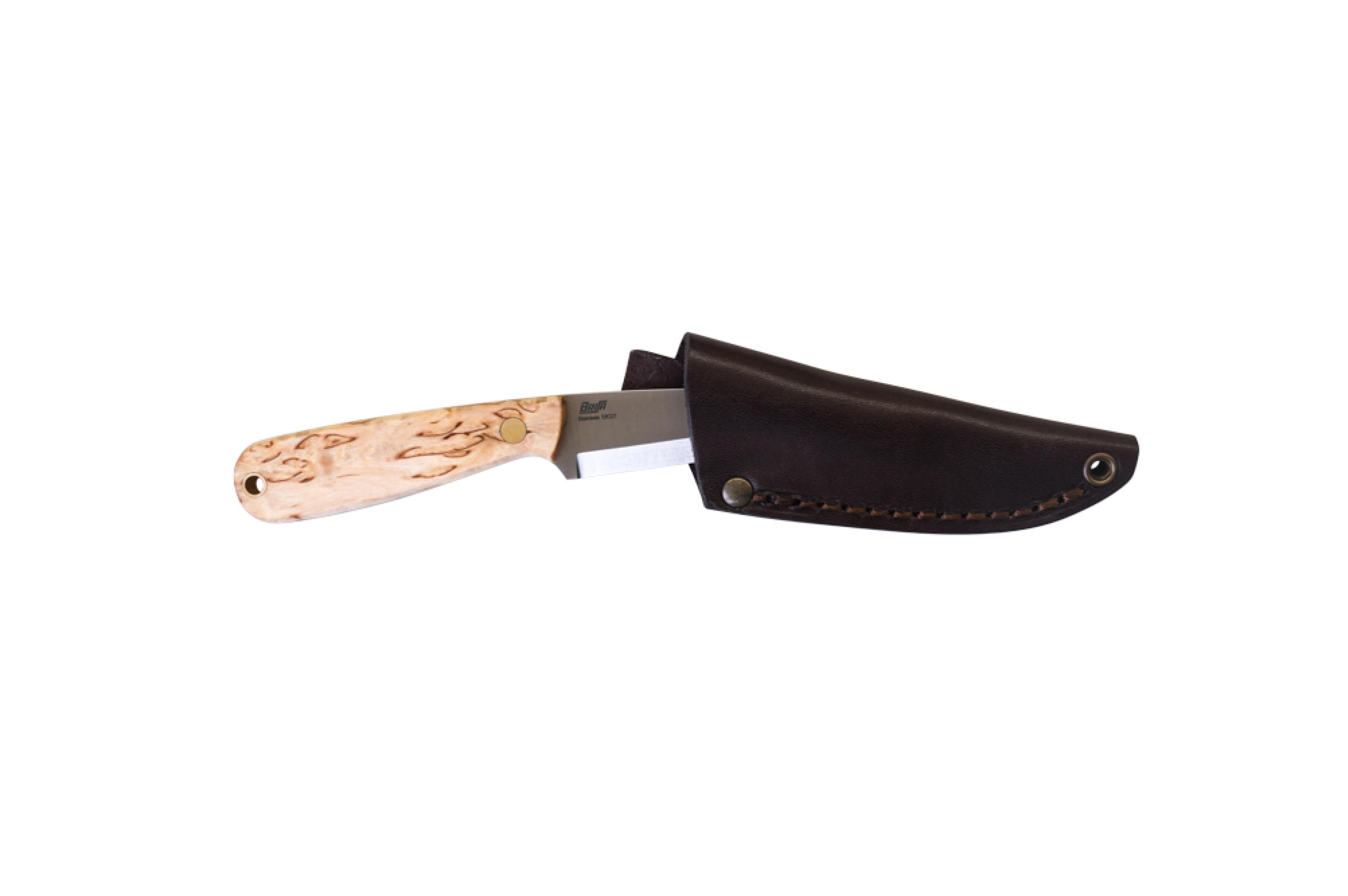 Brisa - Necker 70 - CurlyBirch - Scandi - Leather - 16 cm - Carving knives