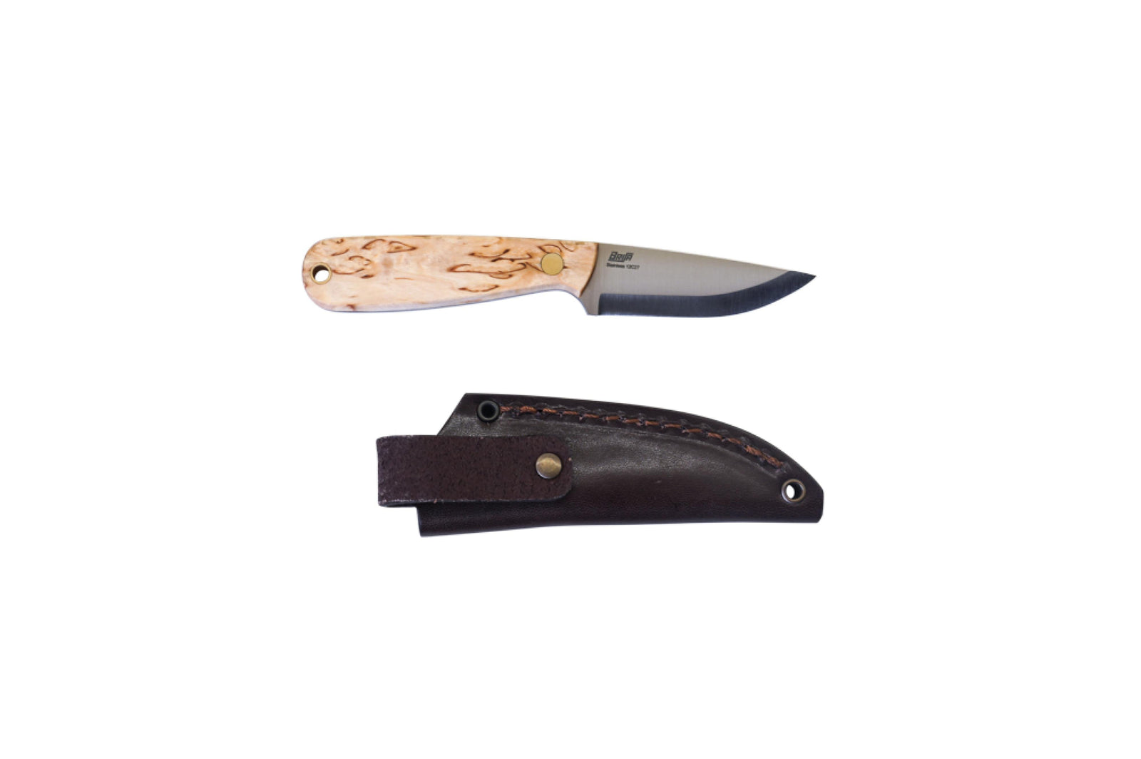 Brisa - Necker 70 - CurlyBirch - Scandi - Leather - 16 cm - Carving knives