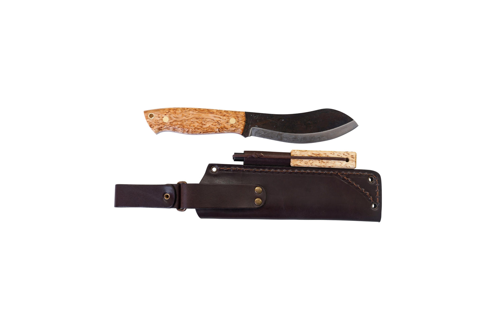 Brisa - Nessmuk 125 - CurlyBirch - Scandi - Firesteel - 24 cm - Bushcraft knives