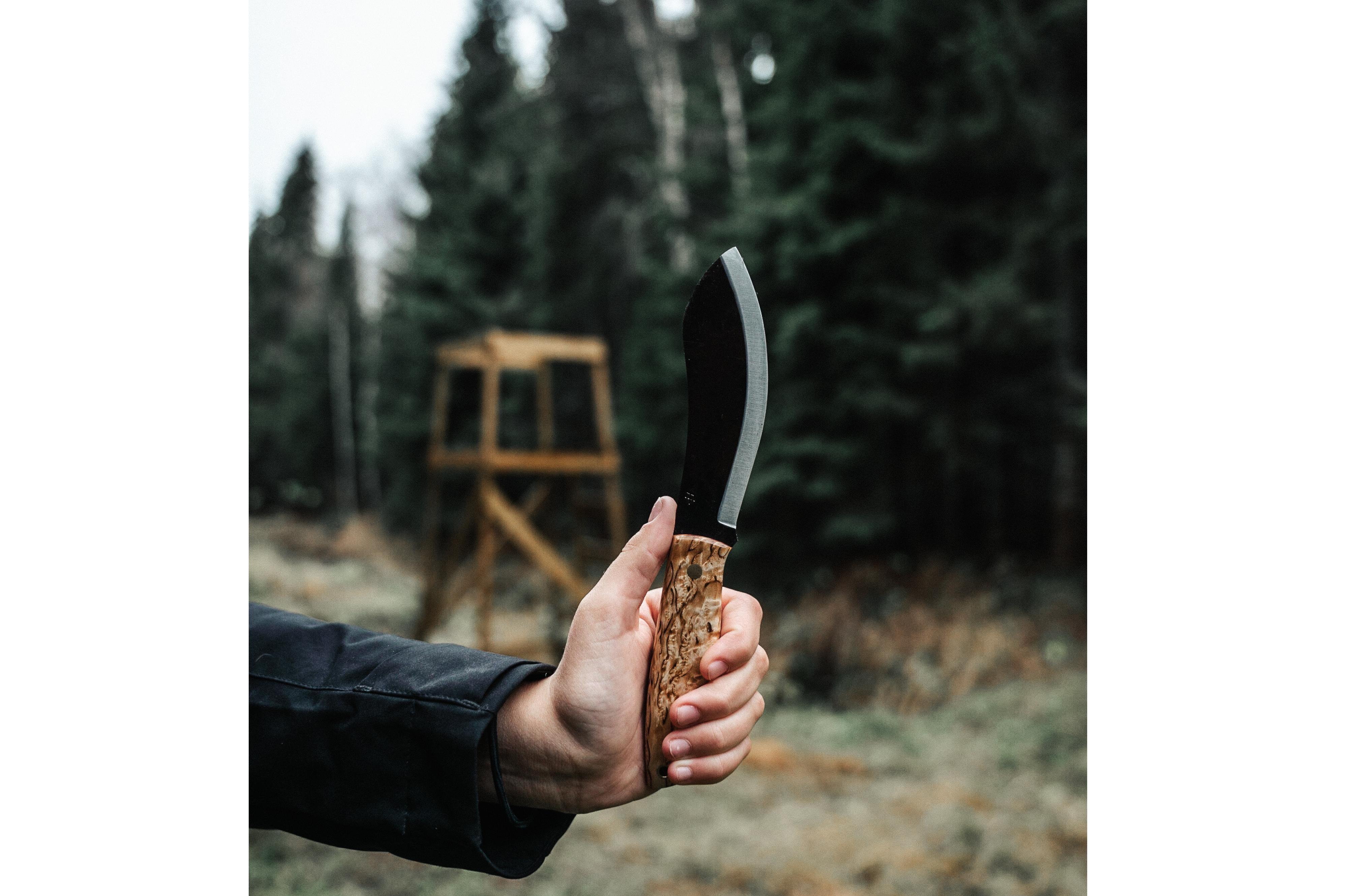 Brisa - Nessmuk 125 - CurlyBirch - Scandi - Firesteel - 24 cm - Bushcraft knives