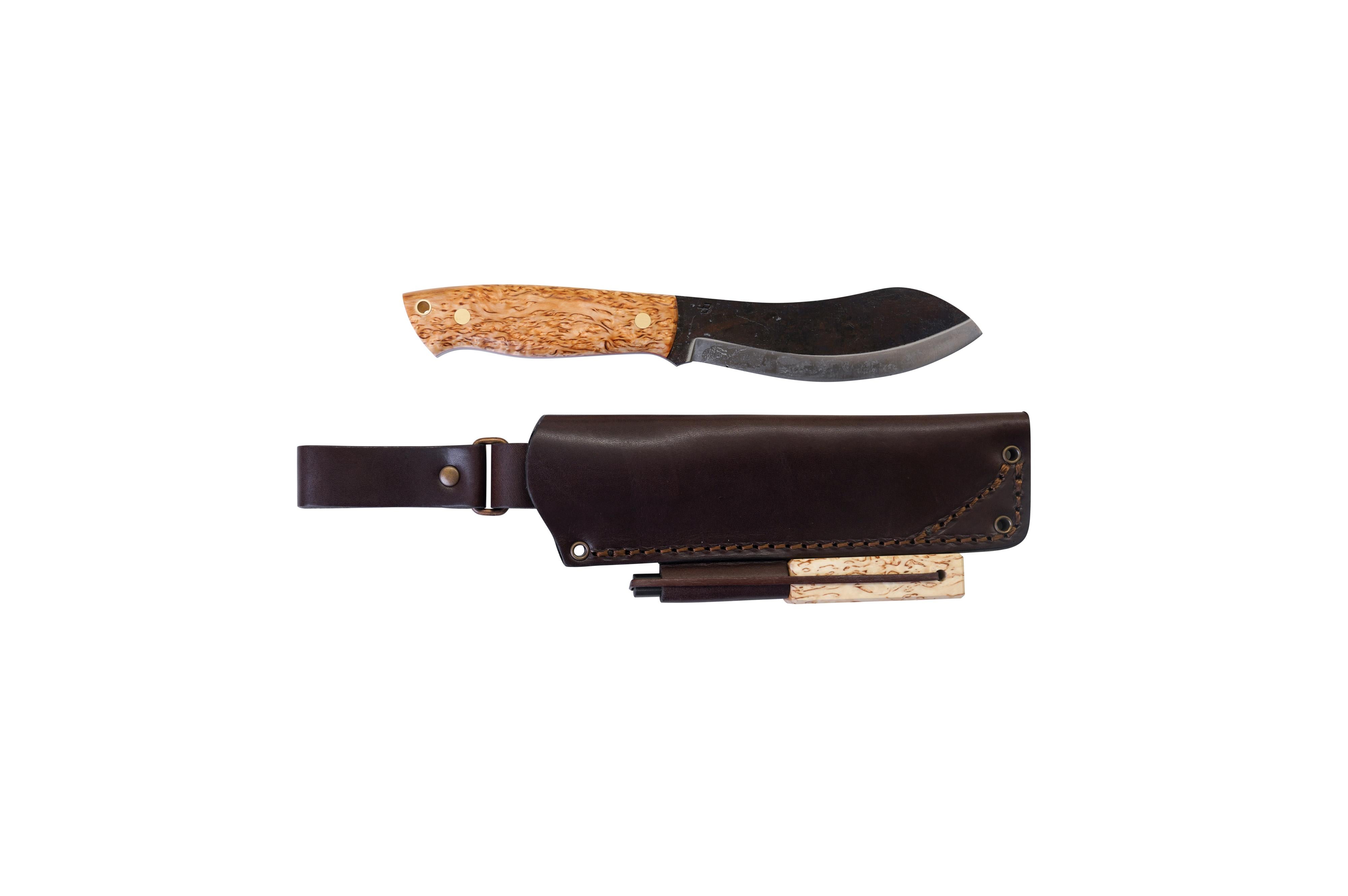 Brisa - Nessmuk 125 - CurlyBirch - Scandi - Firesteel - 24 cm - Bushcraft knives