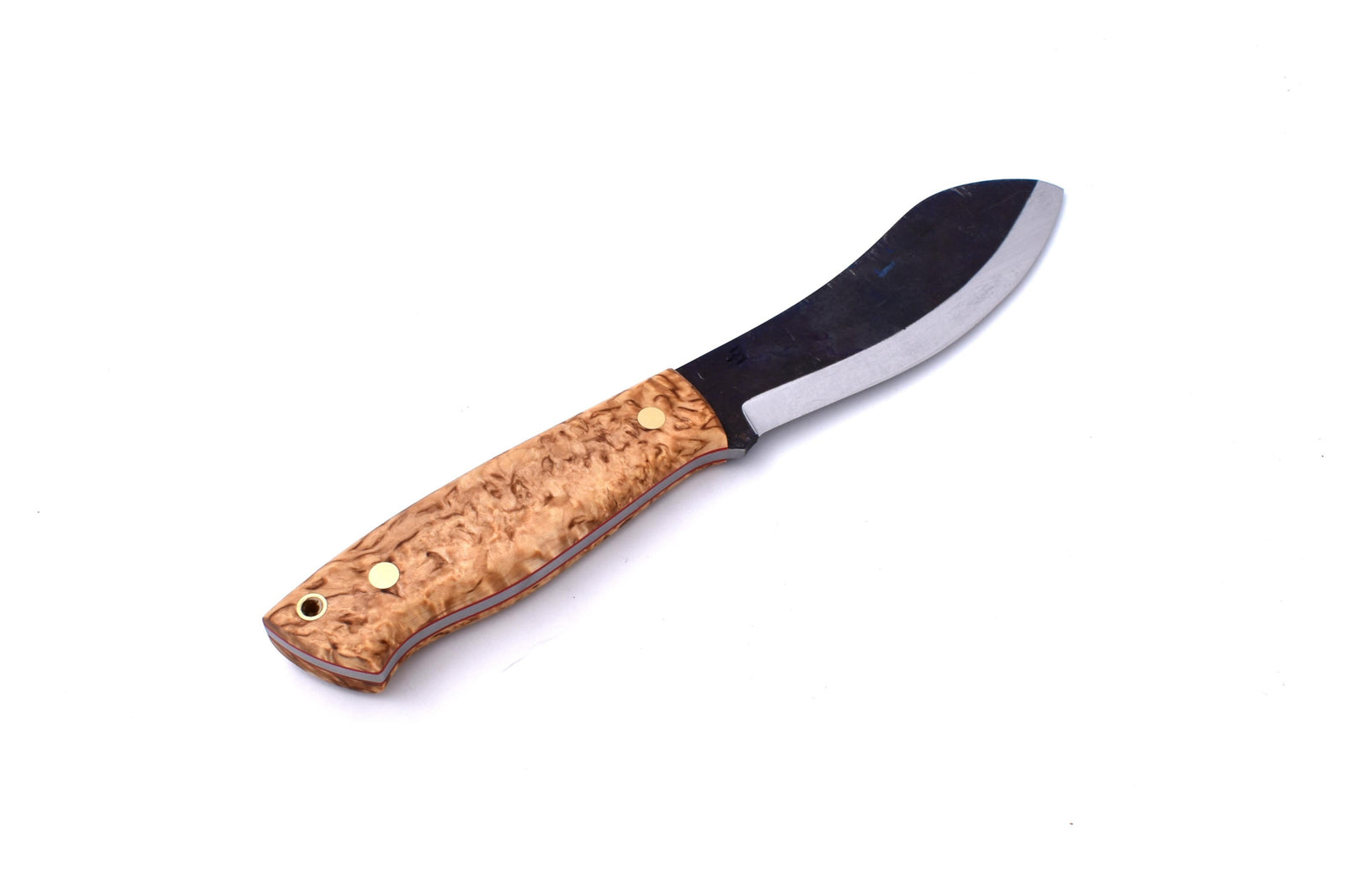 Brisa - Nessmuk 125 - CurlyBirch - Scandi - Leather - 24 cm - Bushcraft knives