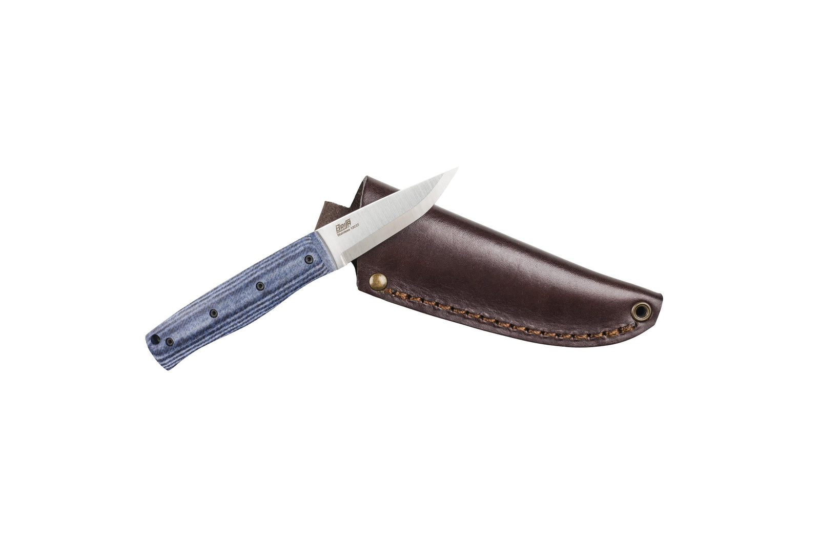Brisa - Pk70Fx - Bluejeans Micarta - Scandi - Leather - 16 cm - Bushcraft knives