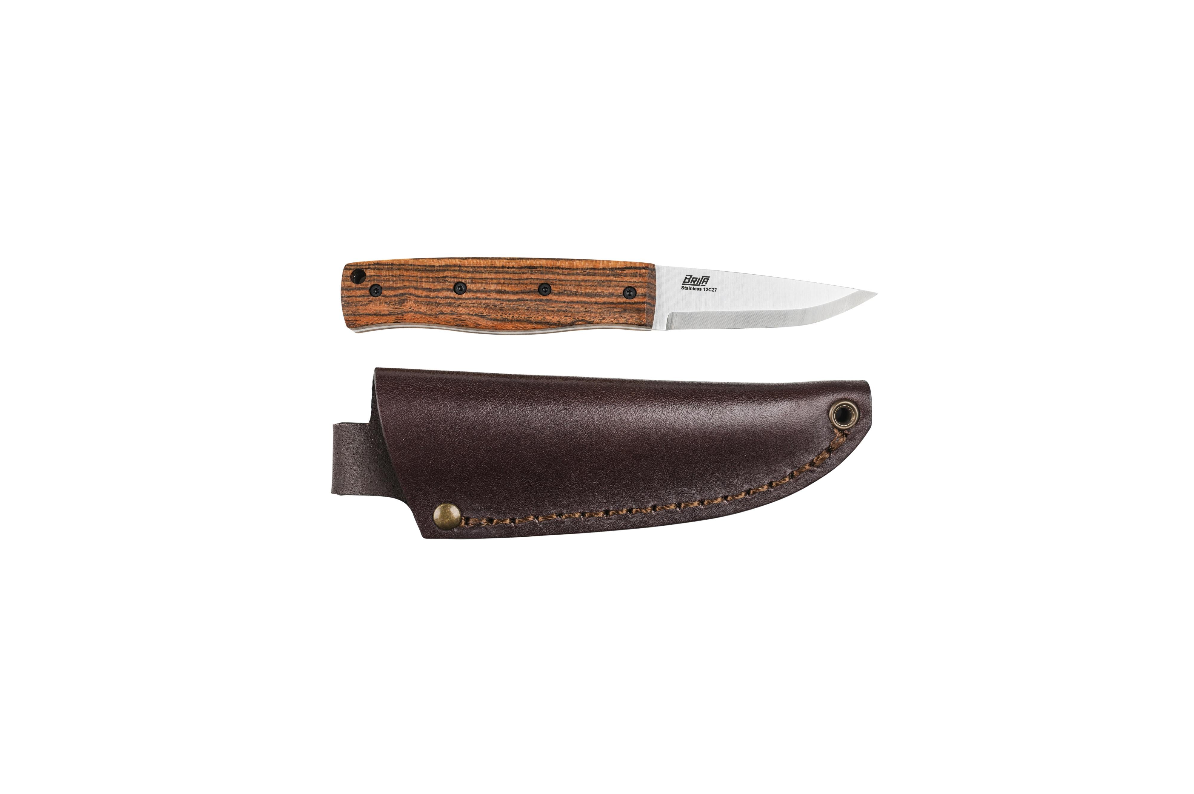 Pk70Fx - Bocote - Scandi - Leather - 16 cm - Bushcraft knives