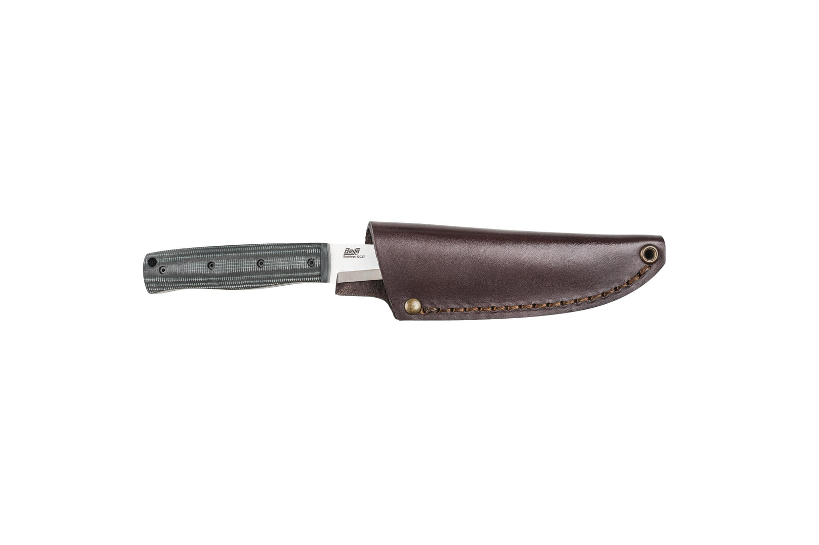 Brisa - Pk70Fx - Hunters Green Micarta - Scandi - Leather - 16 cm - Bushcraft knives