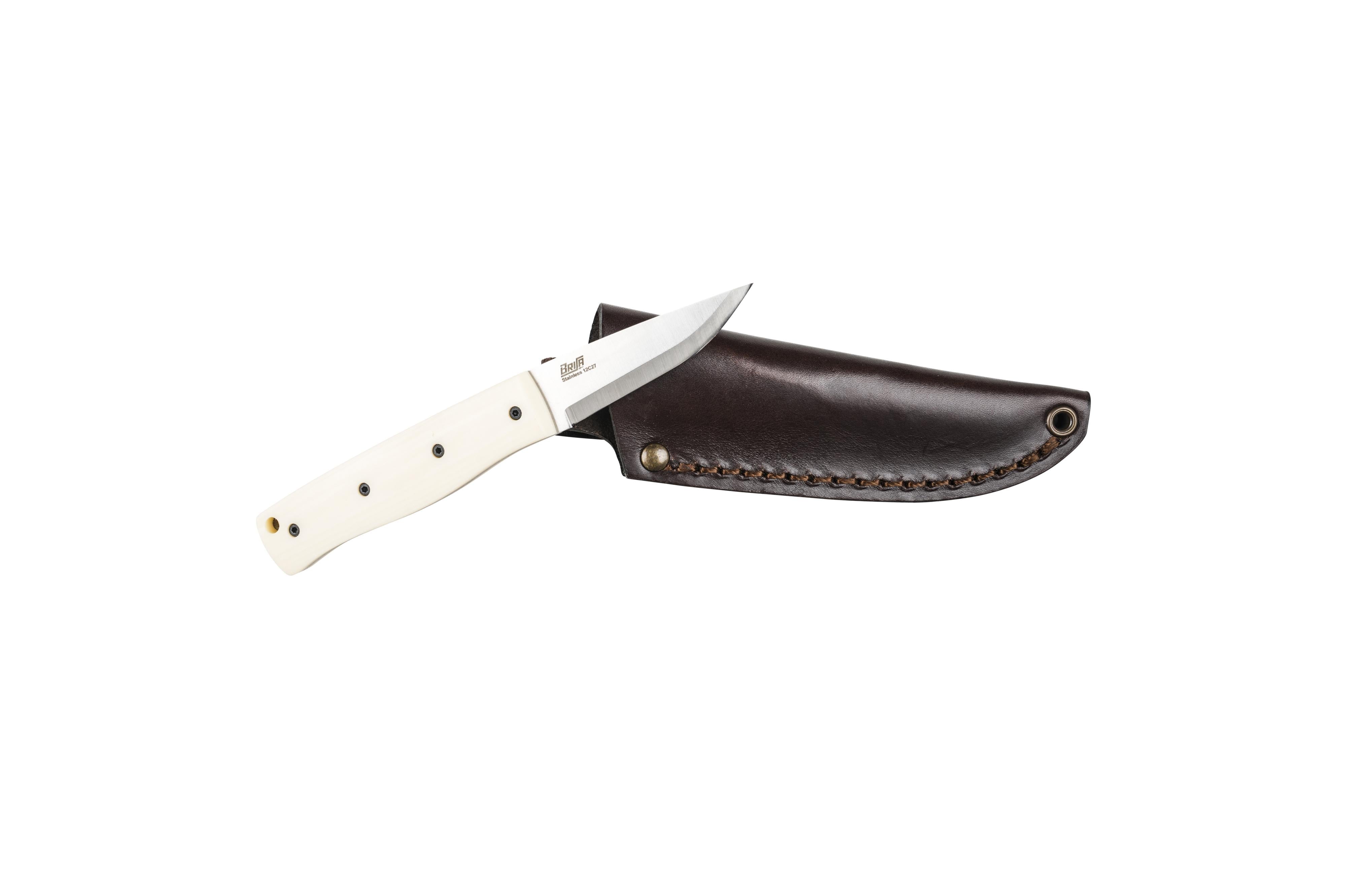 Brisa - Pk70Fx - Ivory Micarta - Scandi - Leather - 16 cm - Bushcraft knives