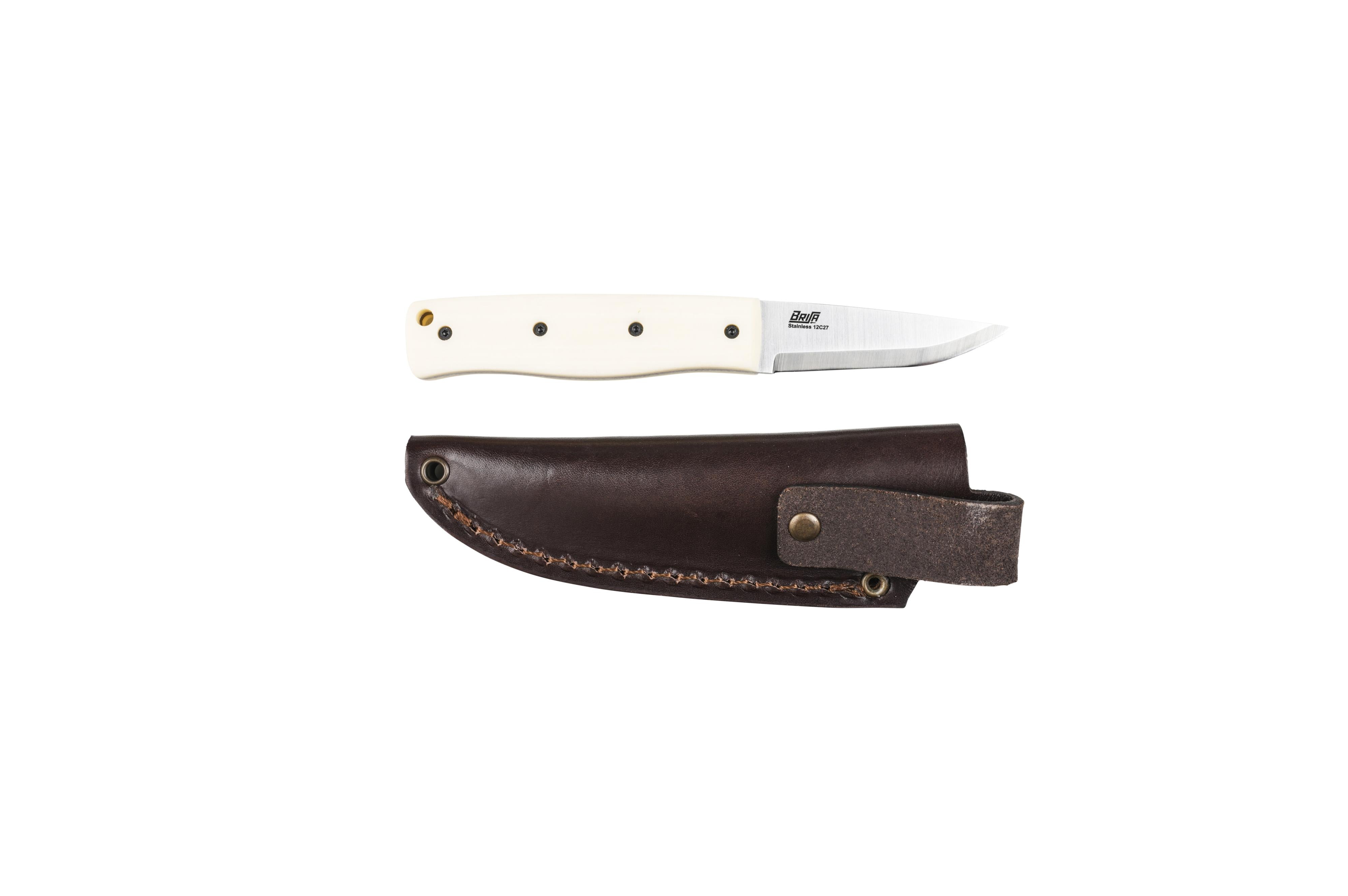 Brisa - Pk70Fx - Ivory Micarta - Scandi - Leather - 16 cm - Bushcraft knives