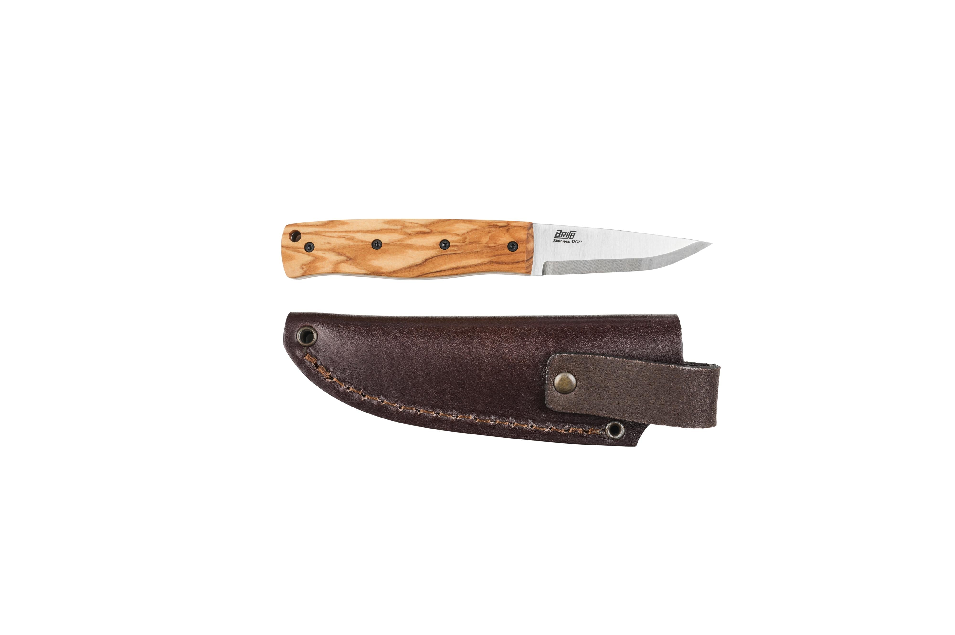 Pk70Fx - Olive - Scandi - Leather - 16 cm - Bushcraft knives
