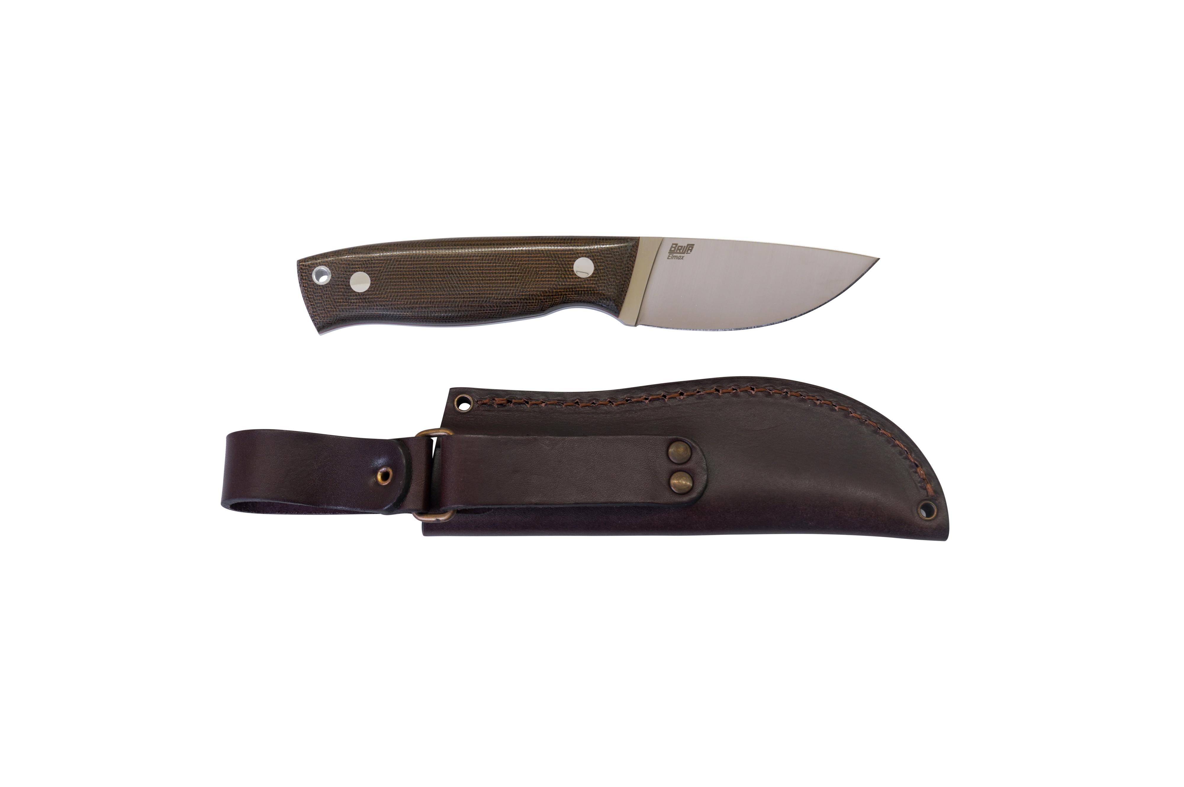 Brisa - Skinner 90 - GreenMicarta - Flat - Leather - 20 cm - Hunting knives