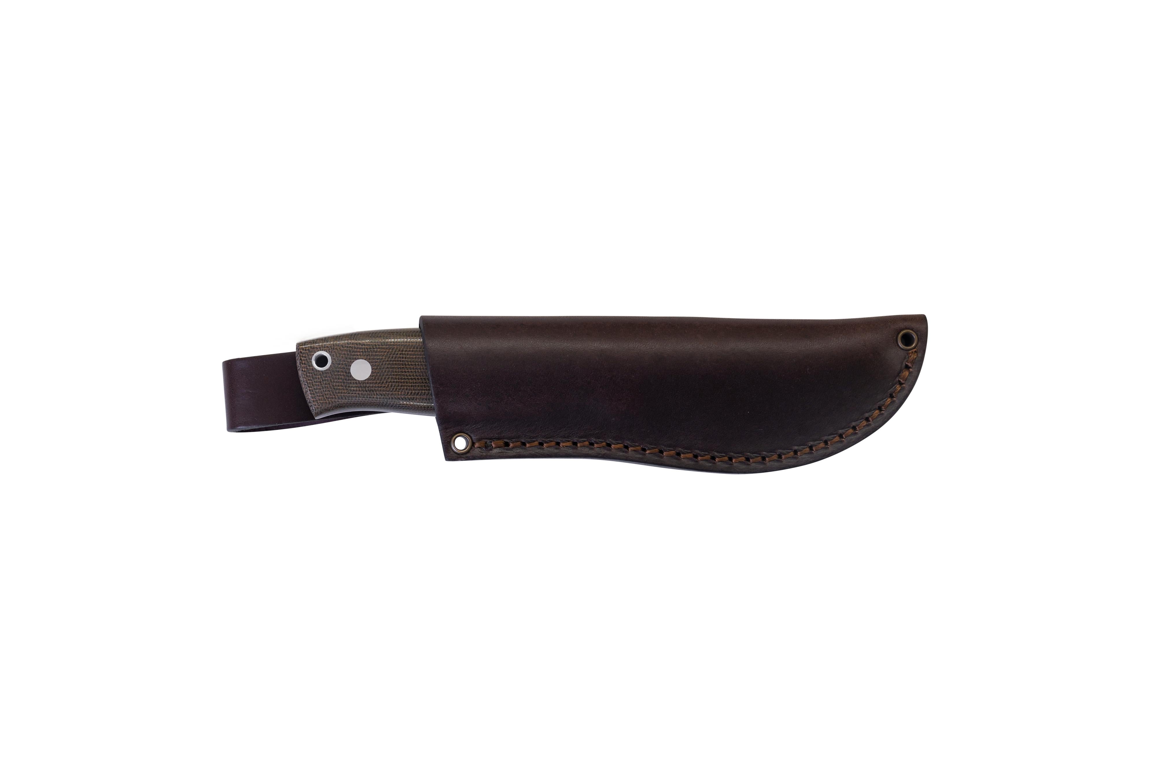 Brisa - Skinner 90 - GreenMicarta - Flat - Leather - 20 cm - Hunting knives