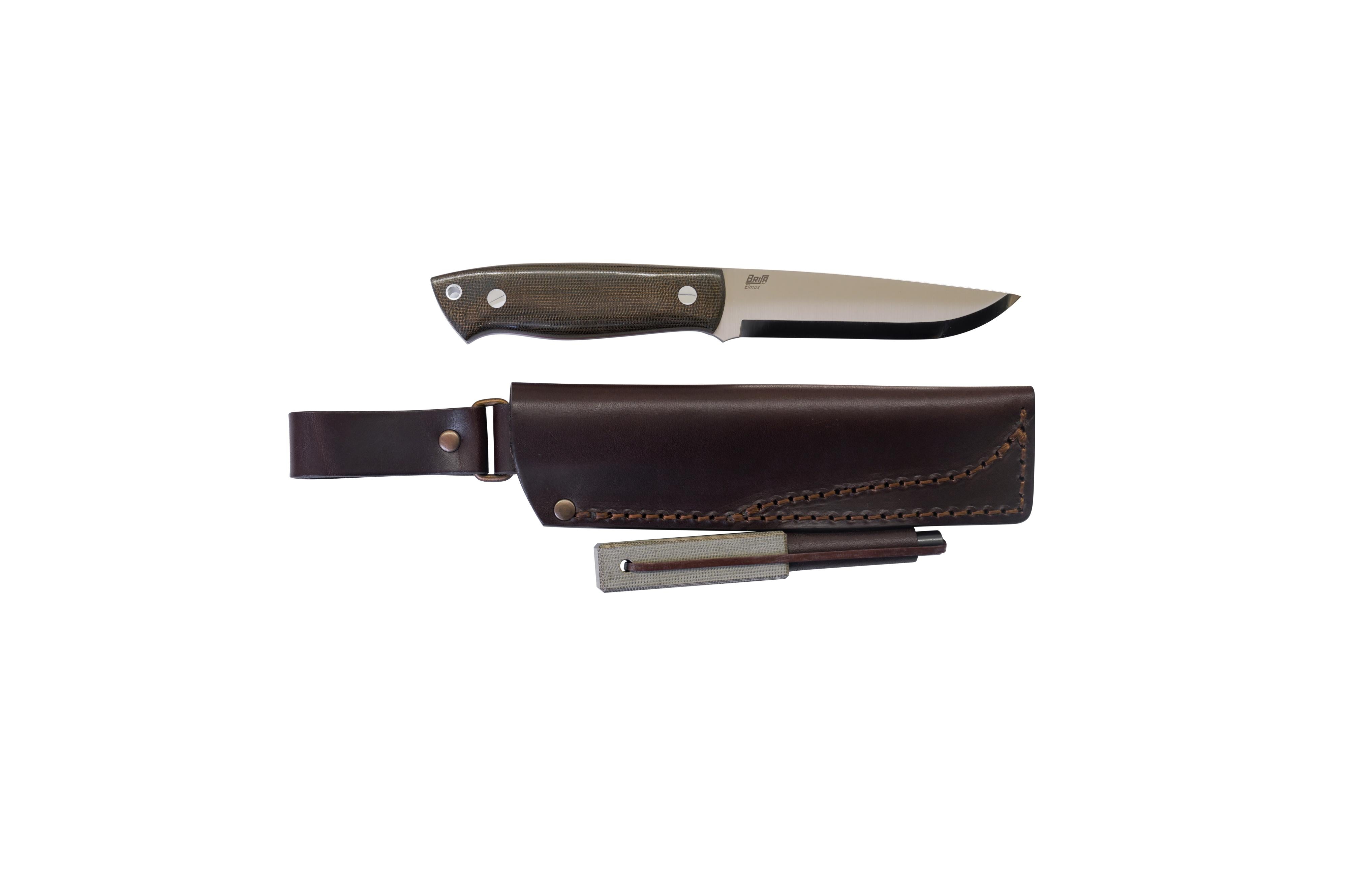 Brisa - Trapper 115 - GreenMicarta - Scandi - Firesteel - 22 cm - Bushcraft knives