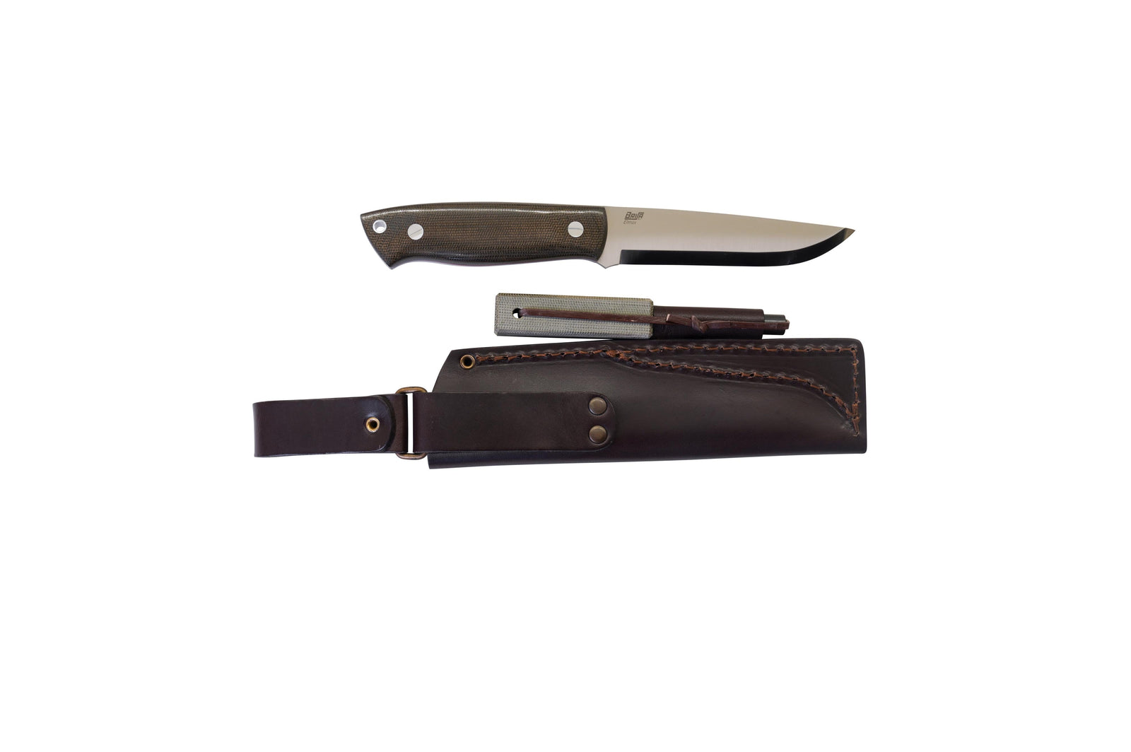 Brisa - Trapper 115 - GreenMicarta - Scandi - Firesteel - 22 cm - Bushcraft knives
