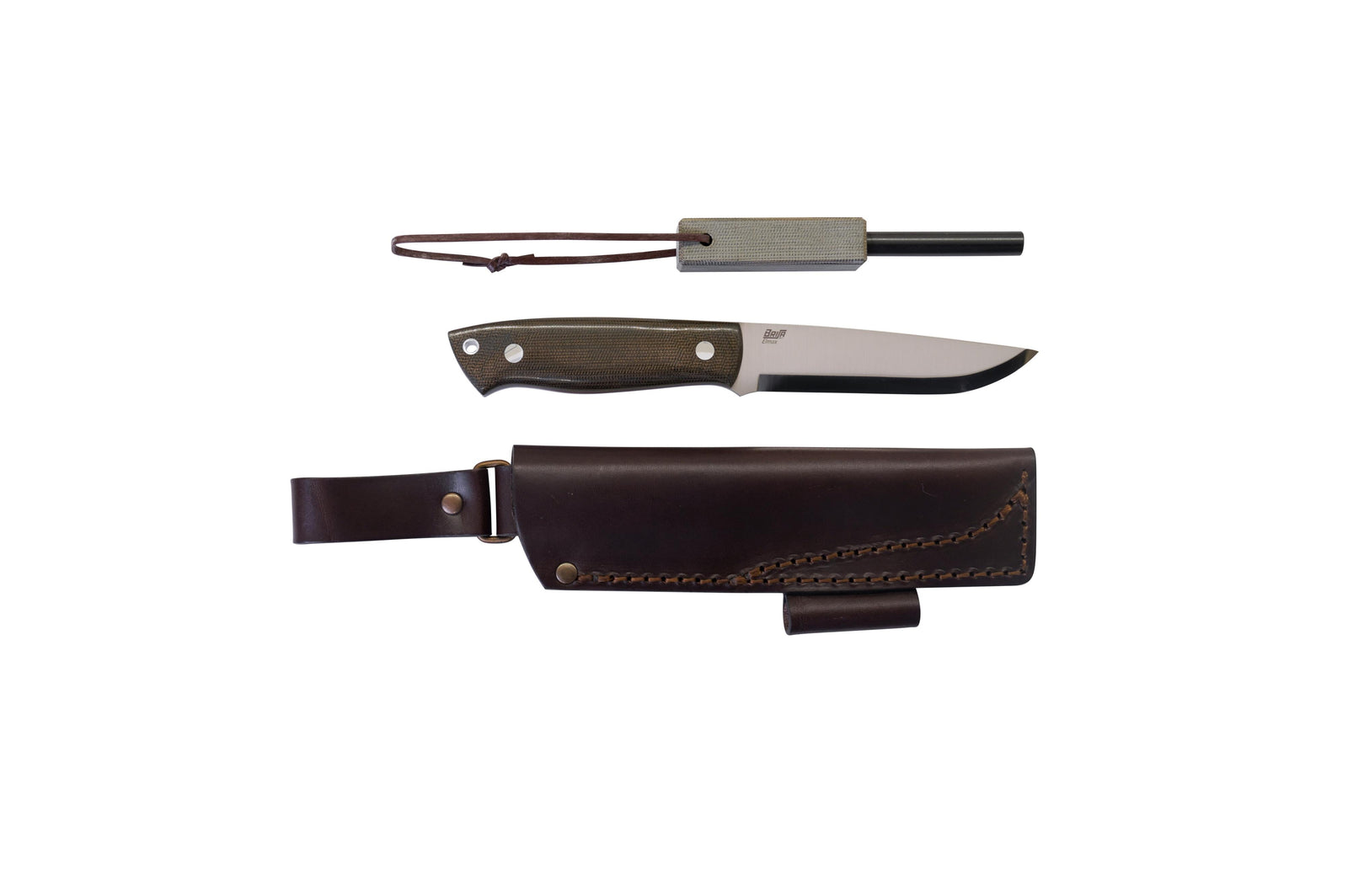 Brisa - Trapper 115 - GreenMicarta - Scandi - Firesteel - 22 cm - Bushcraft knives