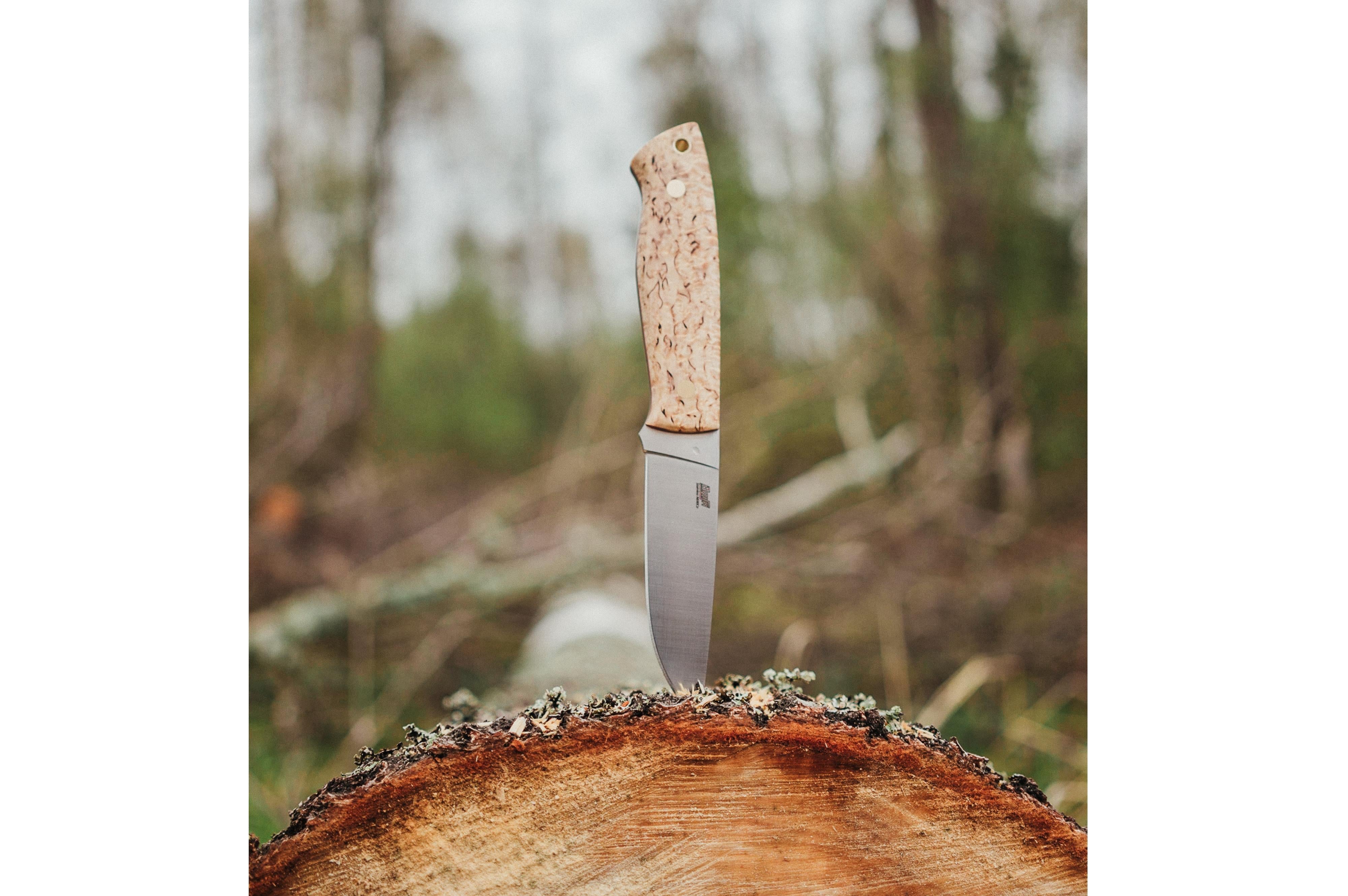 Brisa - Trapper 95 - CurlyBirch - Flat - Firesteel - 21 cm - Bushcraft knives