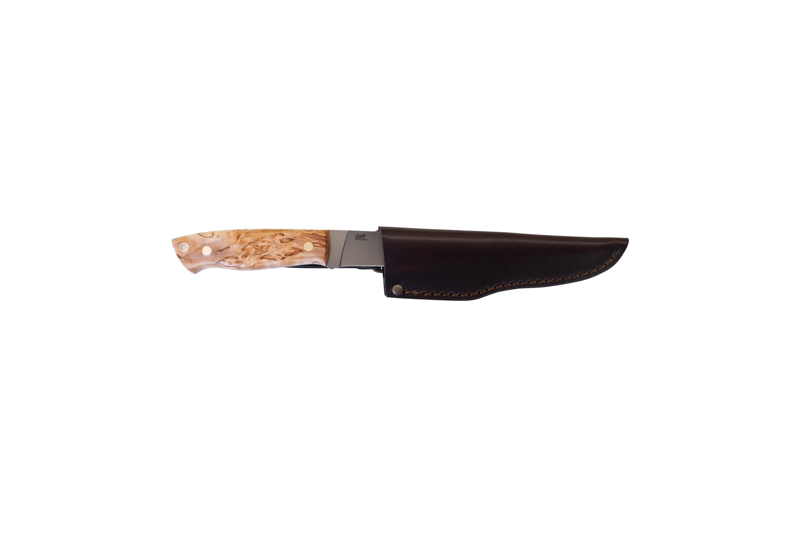 Brisa - Trapper 95 - CurlyBirch - Flat - Leather - 21 cm - Bushcraft knives