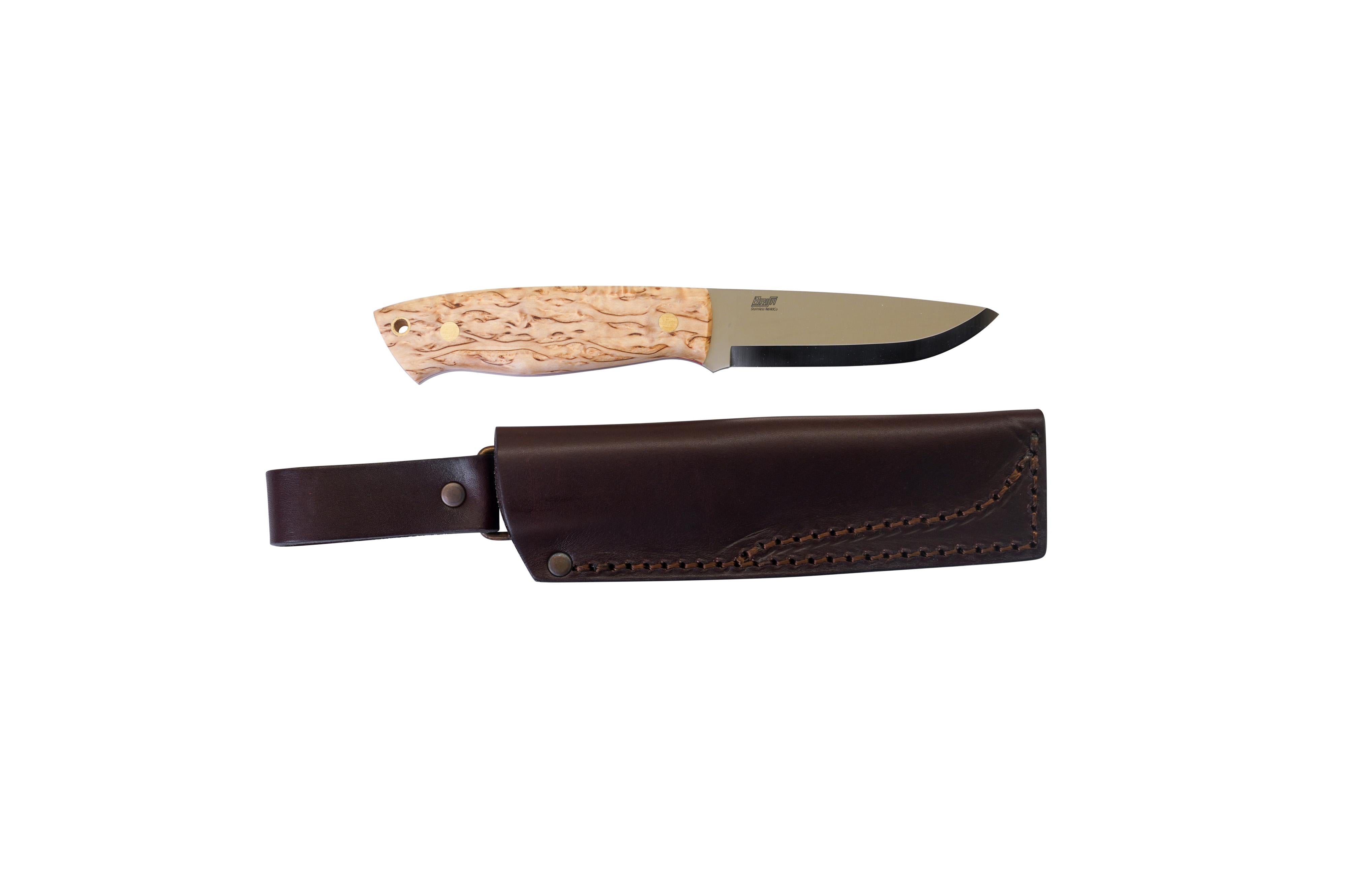 Brisa - Trapper 95 - CurlyBirch - Scandi - Bushcraft - N690Co - 21 cm - Bushcraft knives