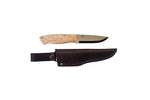 Brisa - Trapper 95 - CurlyBirch - Scandi - Leather - 21 cm - Bushcraft knives