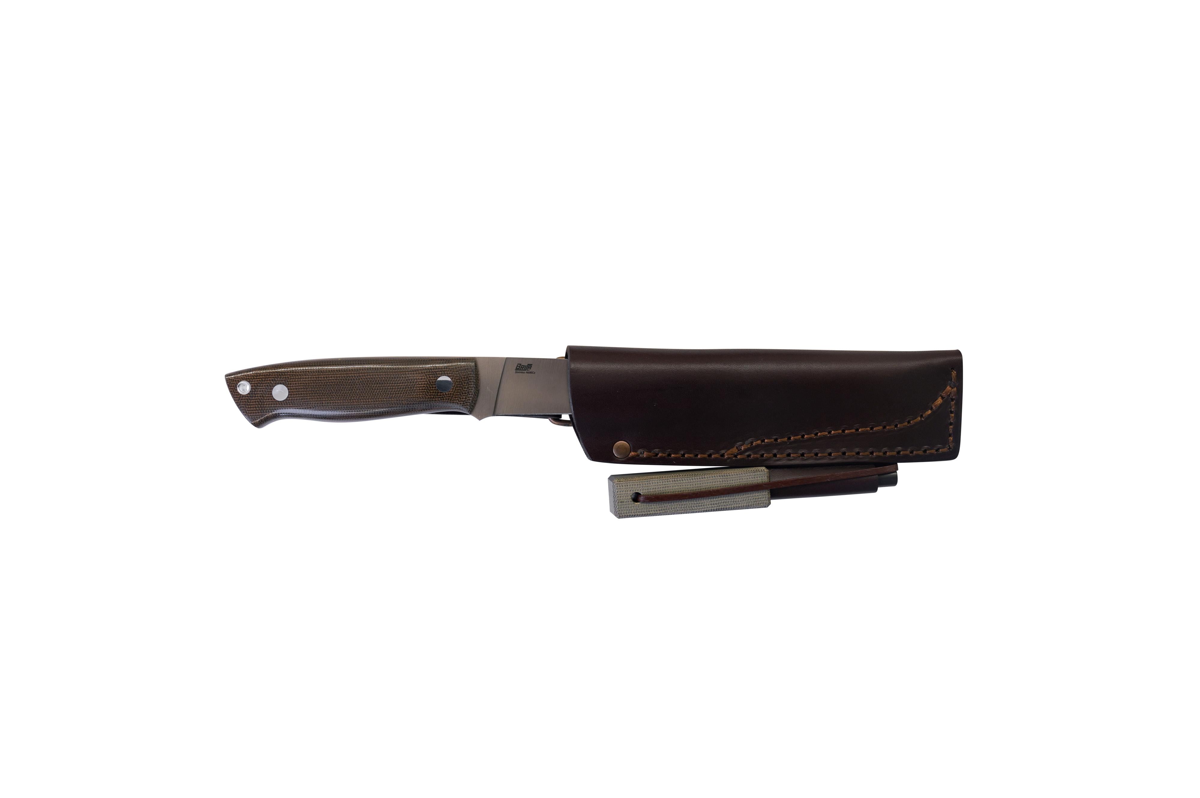 Brisa - Trapper 95 - GreenMicarta - Flat - Firesteel - 21 cm - Bushcraft knives