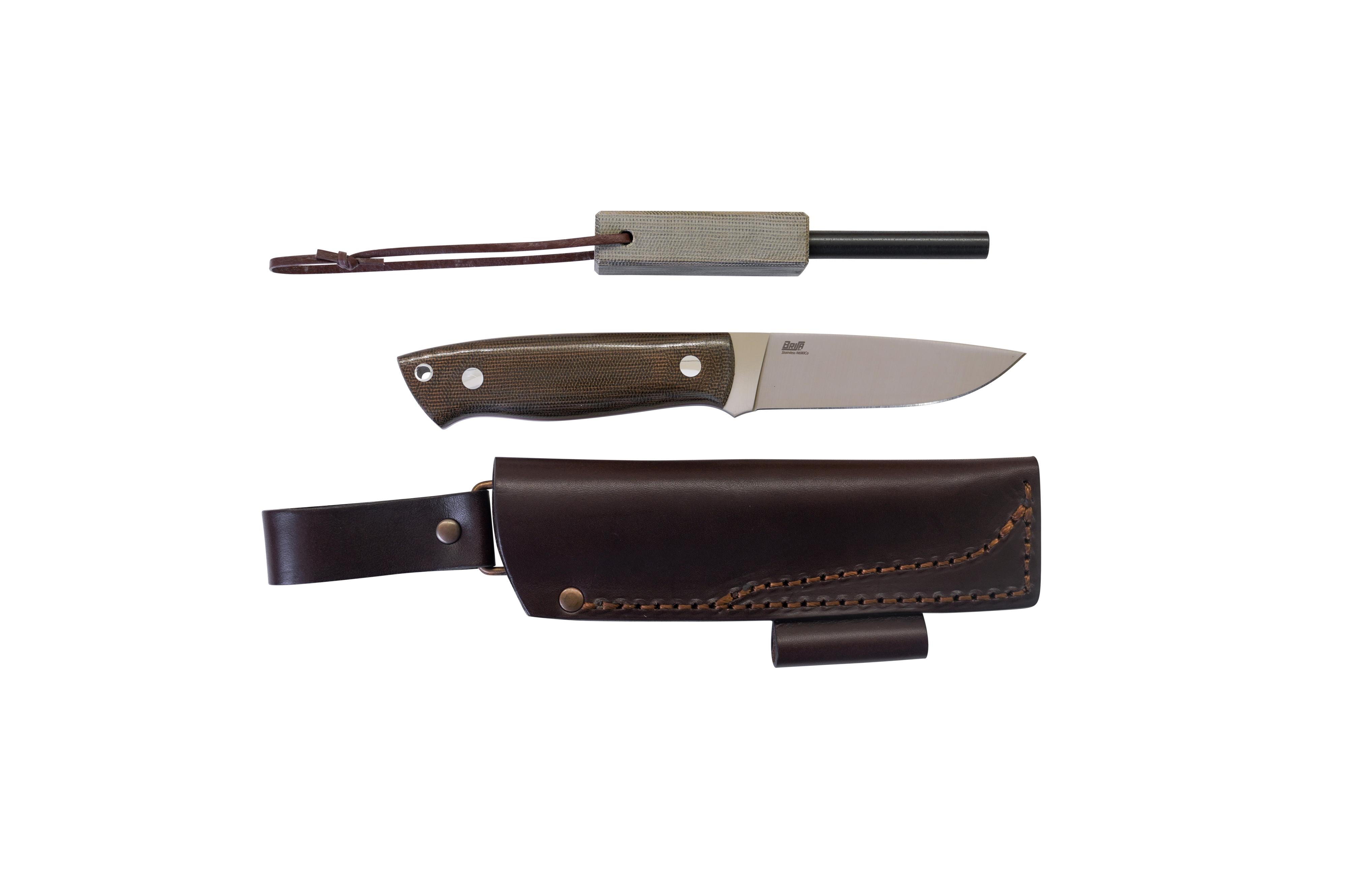 Brisa - Trapper 95 - GreenMicarta - Flat - Firesteel - 21 cm - Bushcraft knives
