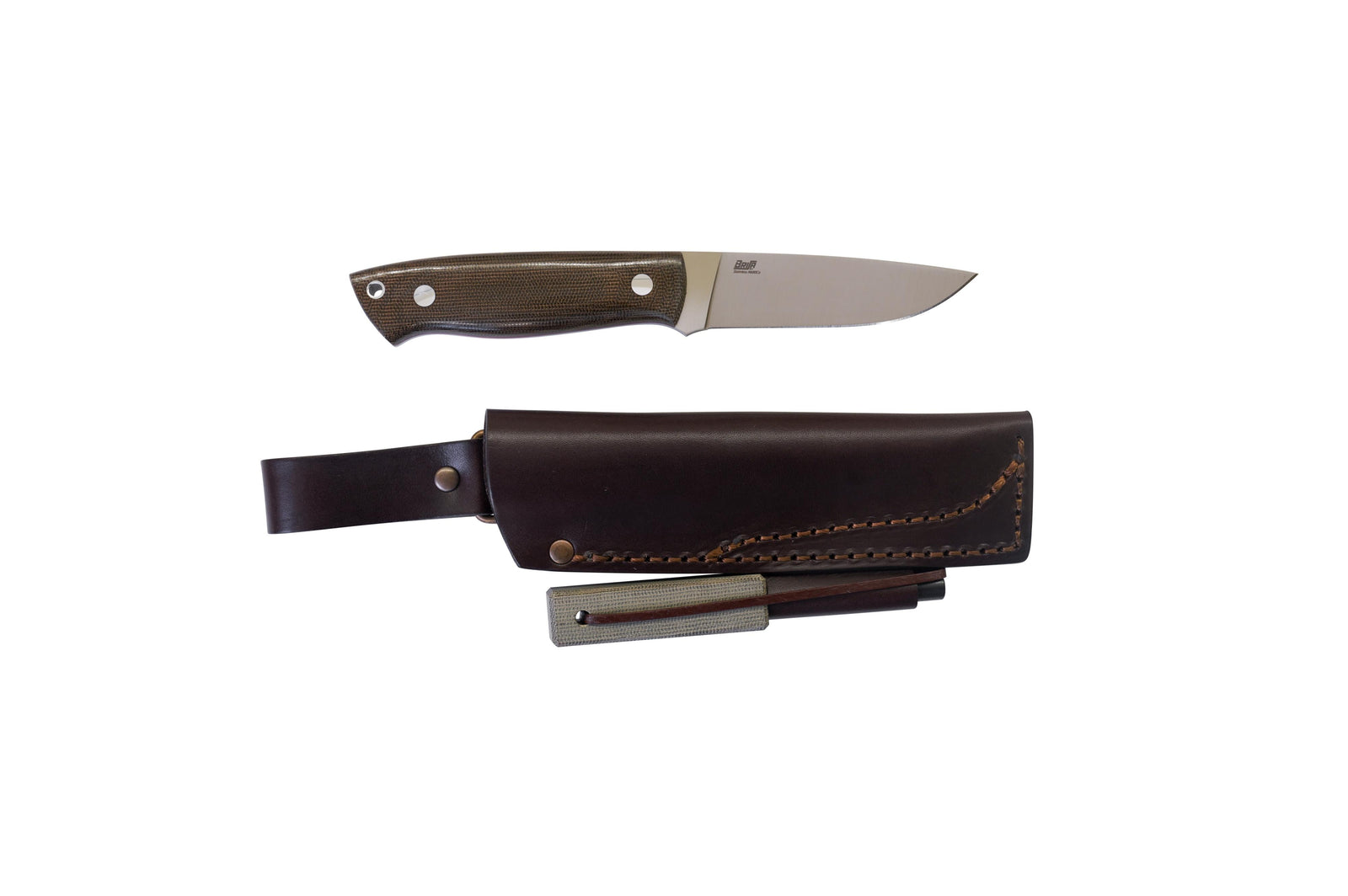 Brisa - Trapper 95 - GreenMicarta - Flat - Firesteel - 21 cm - Bushcraft knives