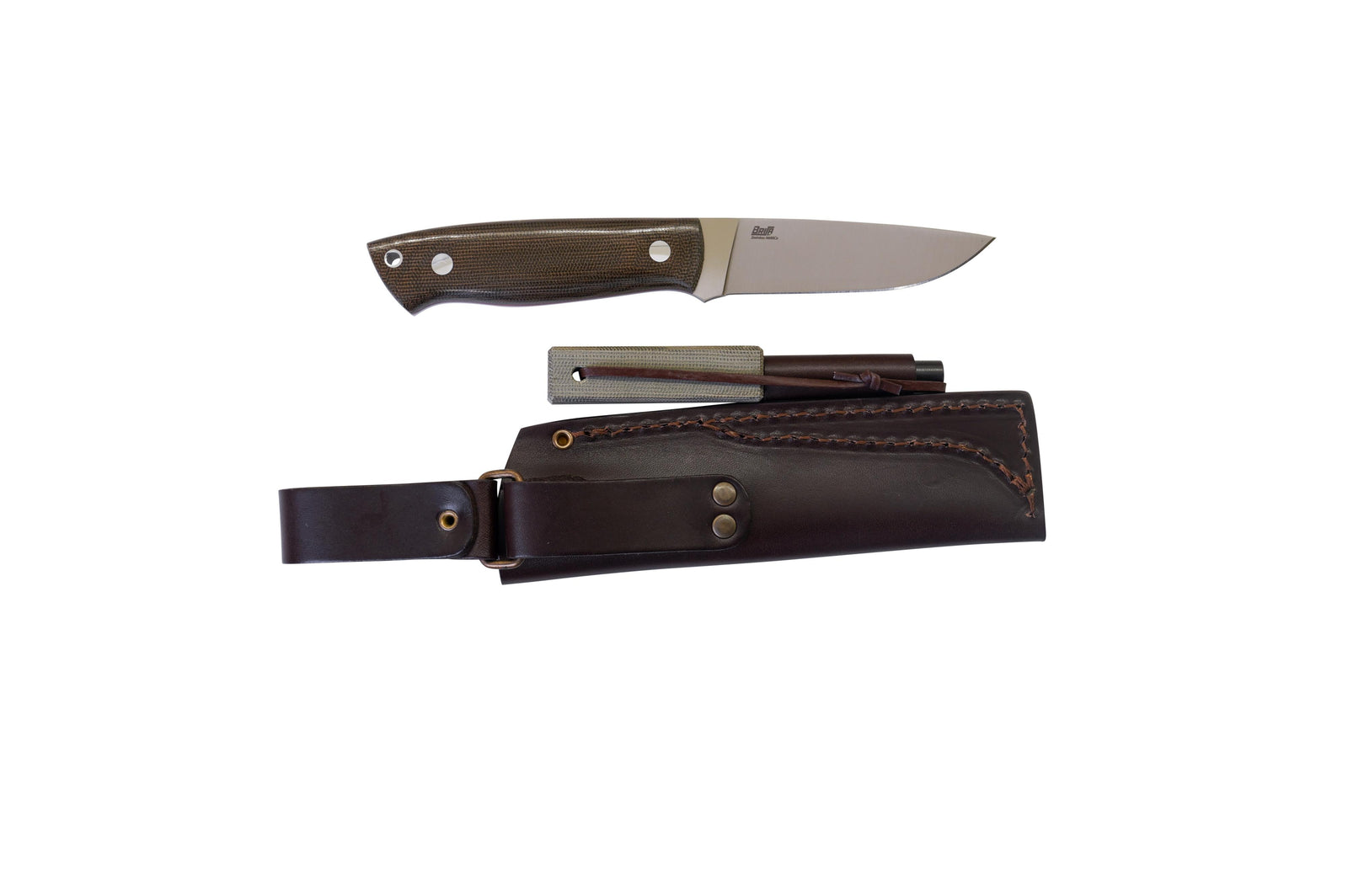 Brisa - Trapper 95 - GreenMicarta - Flat - Firesteel - 21 cm - Bushcraft knives