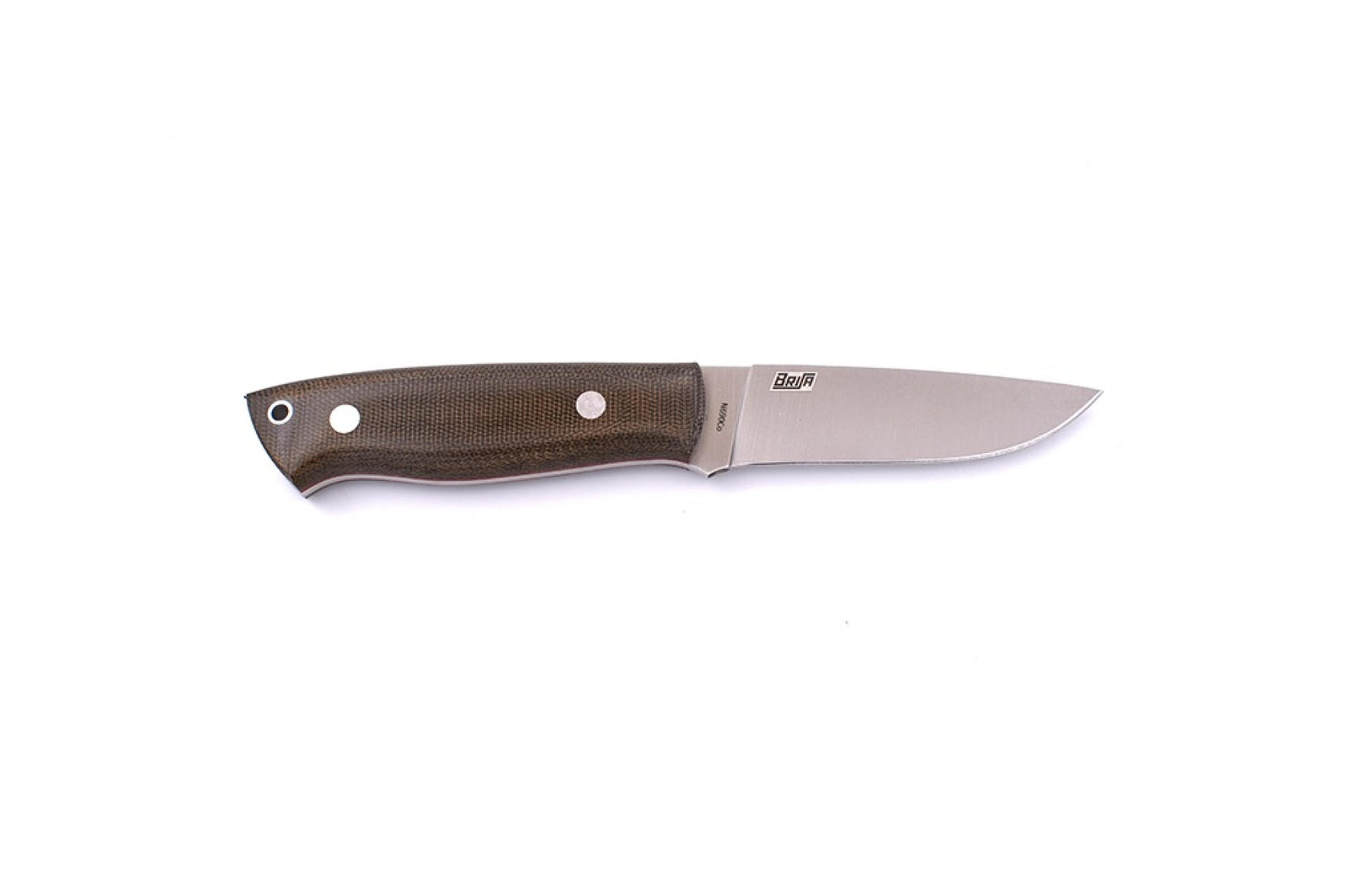 Brisa - Trapper 95 - GreenMicarta - Flat - Leather - 21 cm - Bushcraft knives