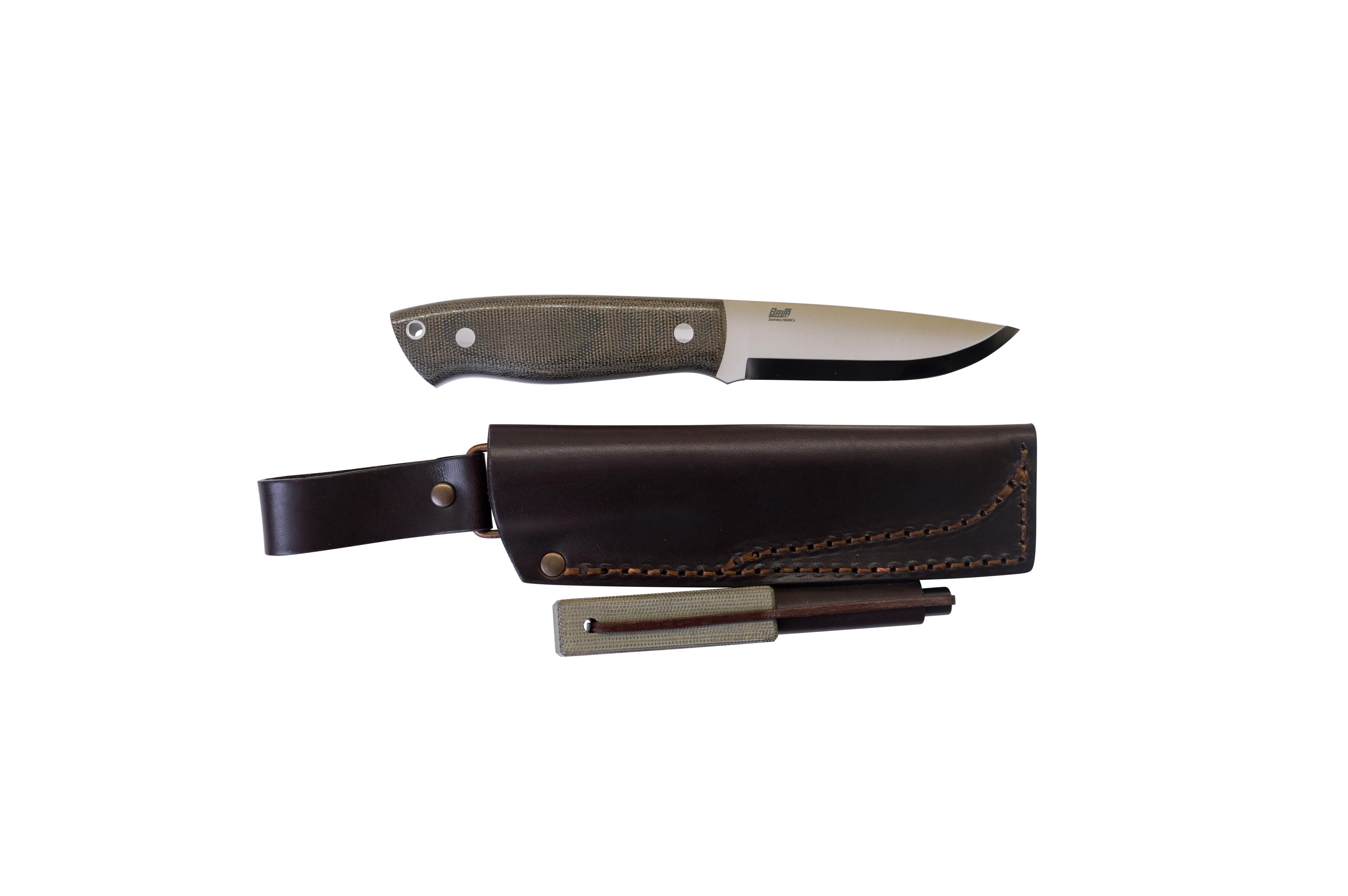 Brisa - Trapper 95 - GreenMicarta - Scandi - Firesteel - 21 cm - Bushcraft knives