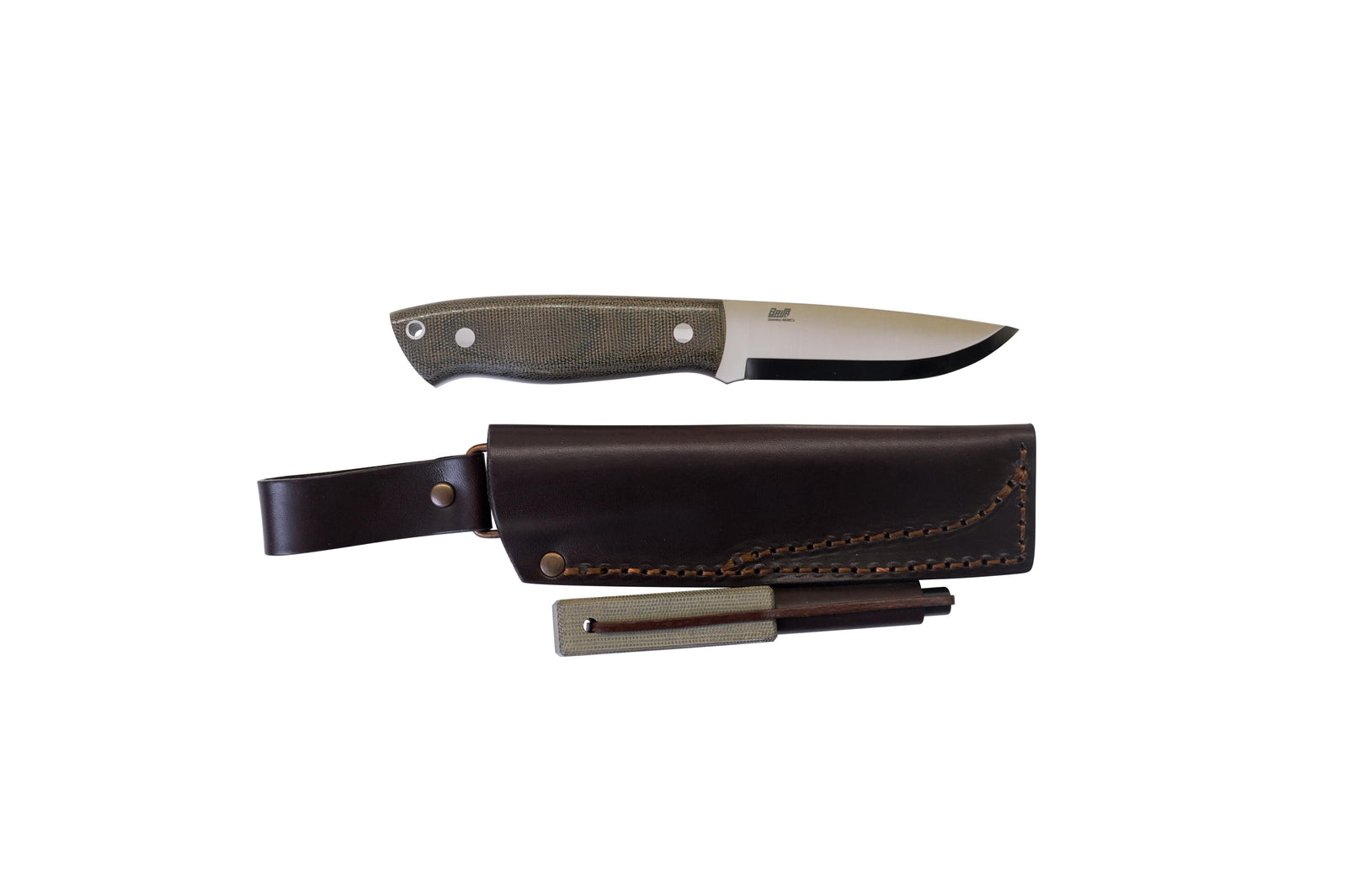 Brisa - Trapper 95 - GreenMicarta - Scandi - Firesteel - 21 cm - Bushcraft knives