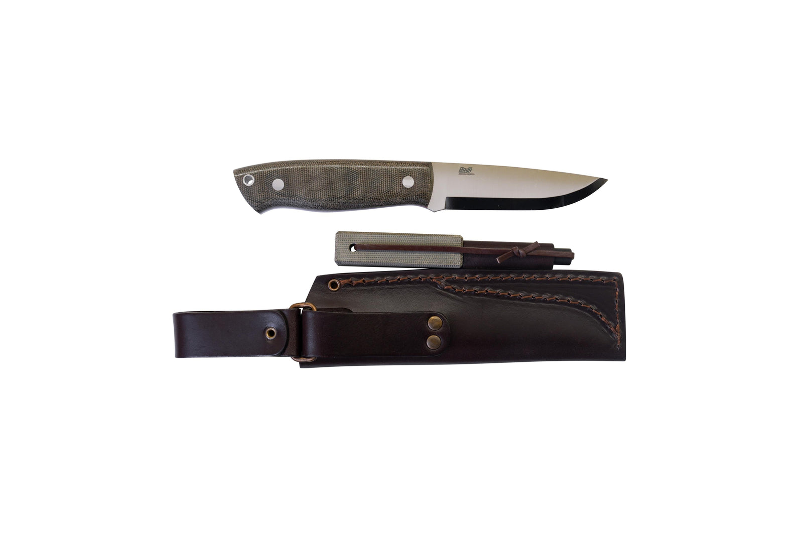 Brisa - Trapper 95 - GreenMicarta - Scandi - Firesteel - 21 cm - Bushcraft knives