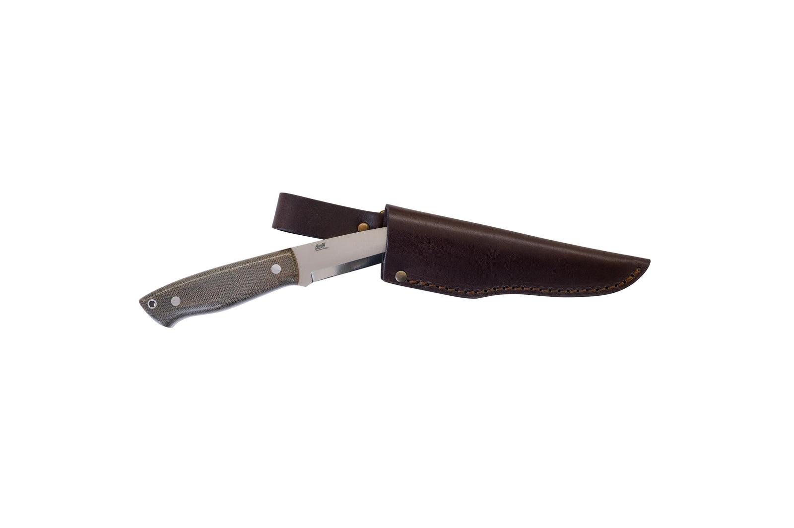 Brisa - Trapper 95 - GreenMicarta - Scandi - Leather - 21 cm - Bushcraft knives