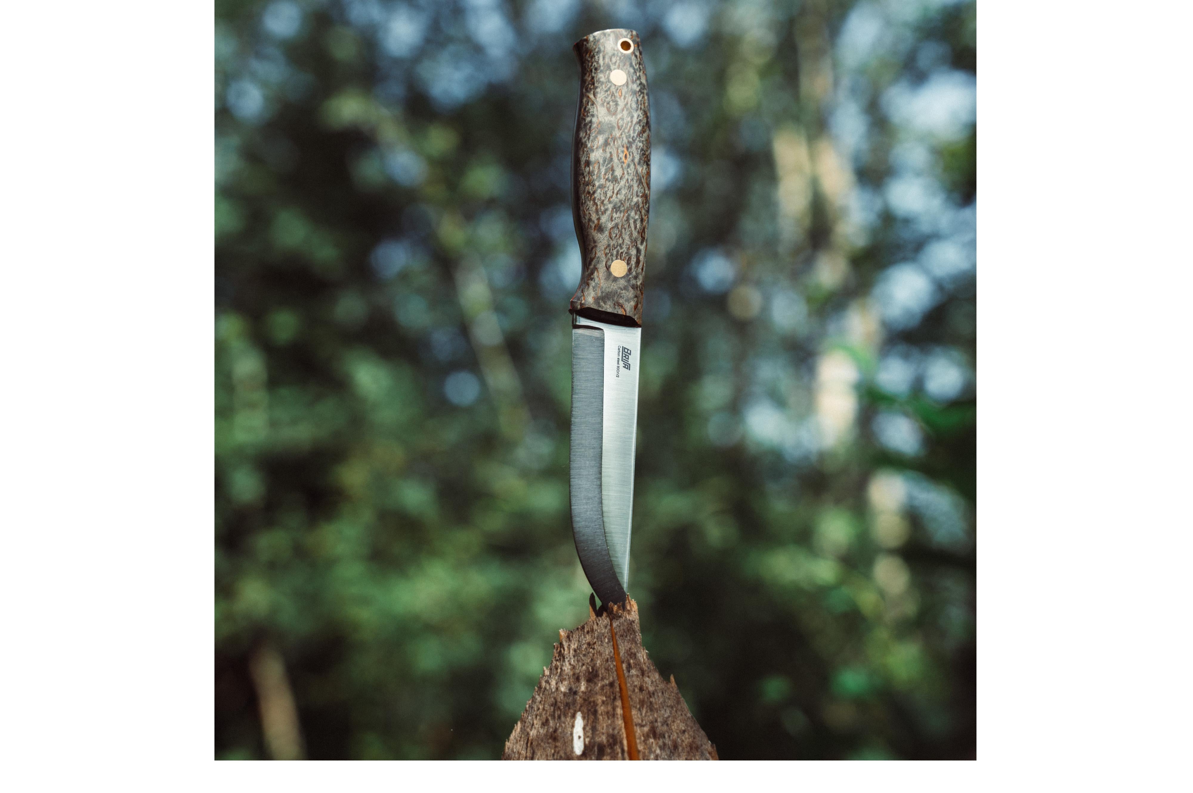 Brisa - Trooper 115 - BlackCurlyBirch - Scandi - Bushcraft - 23 cm - Bushcraft knives